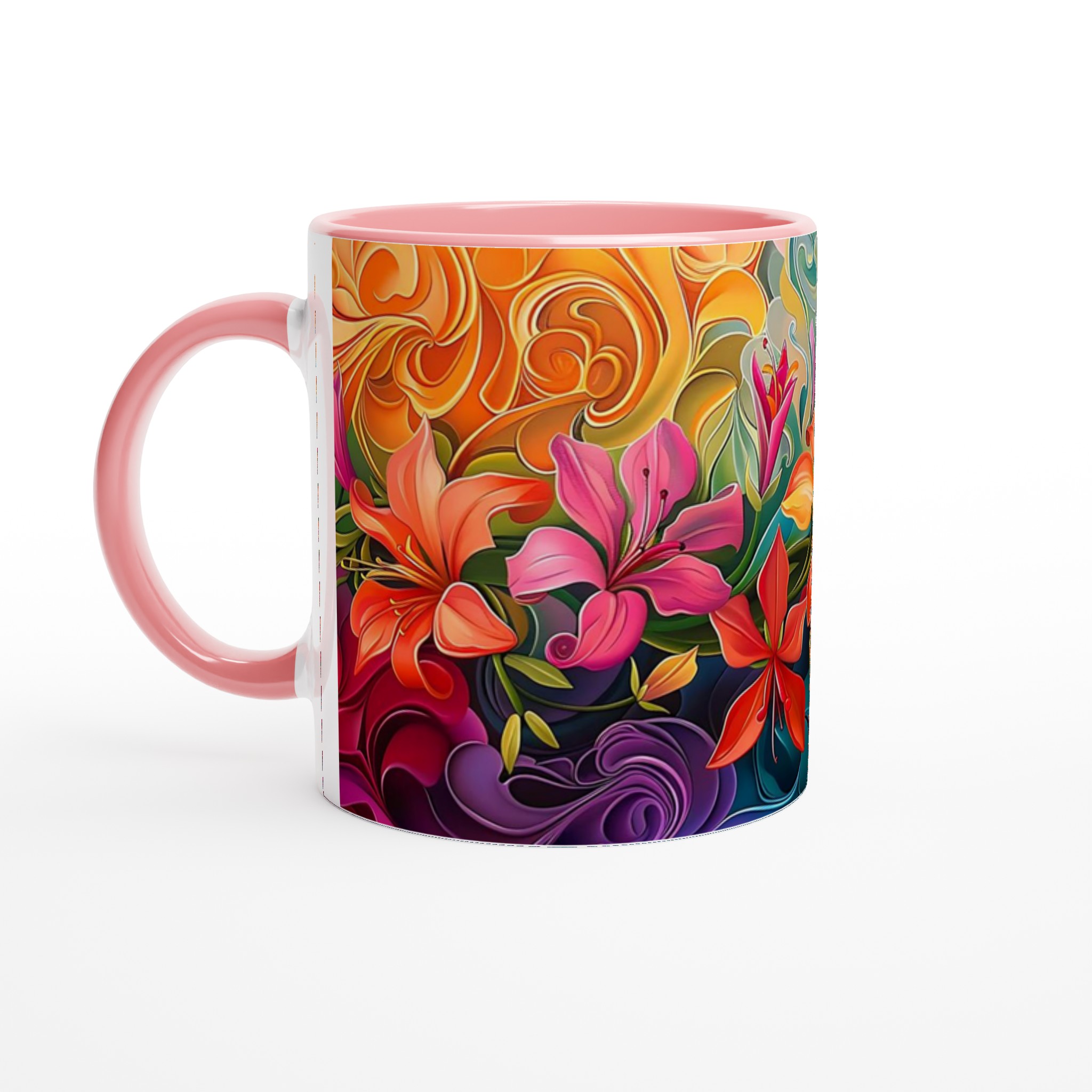 Färgsprakande Blomstermugg – 11 oz Keramikmugg i ditt val av 7 livfulla färger 6 bb136dcf-7ff1-4ff8-bab7-fd59a522ed8e
