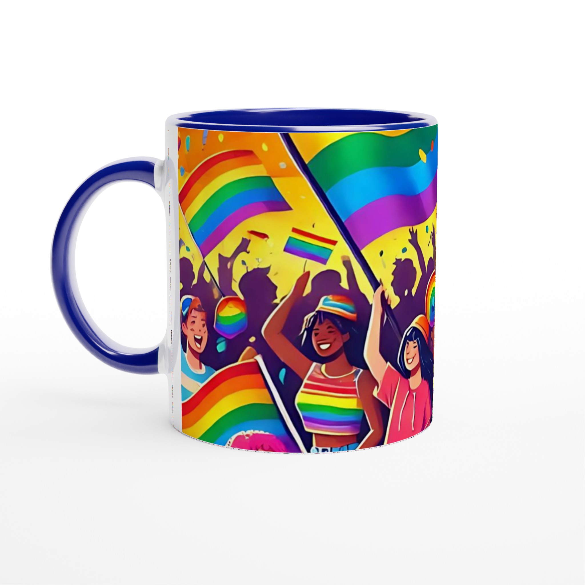 Vit 11oz keramisk mugg med färgstarka Pride- och regnbågsmotiv i ditt val av sju levande färger 2 bb31f23d-ba7b-49f0-9e11-74a9d3b053c1