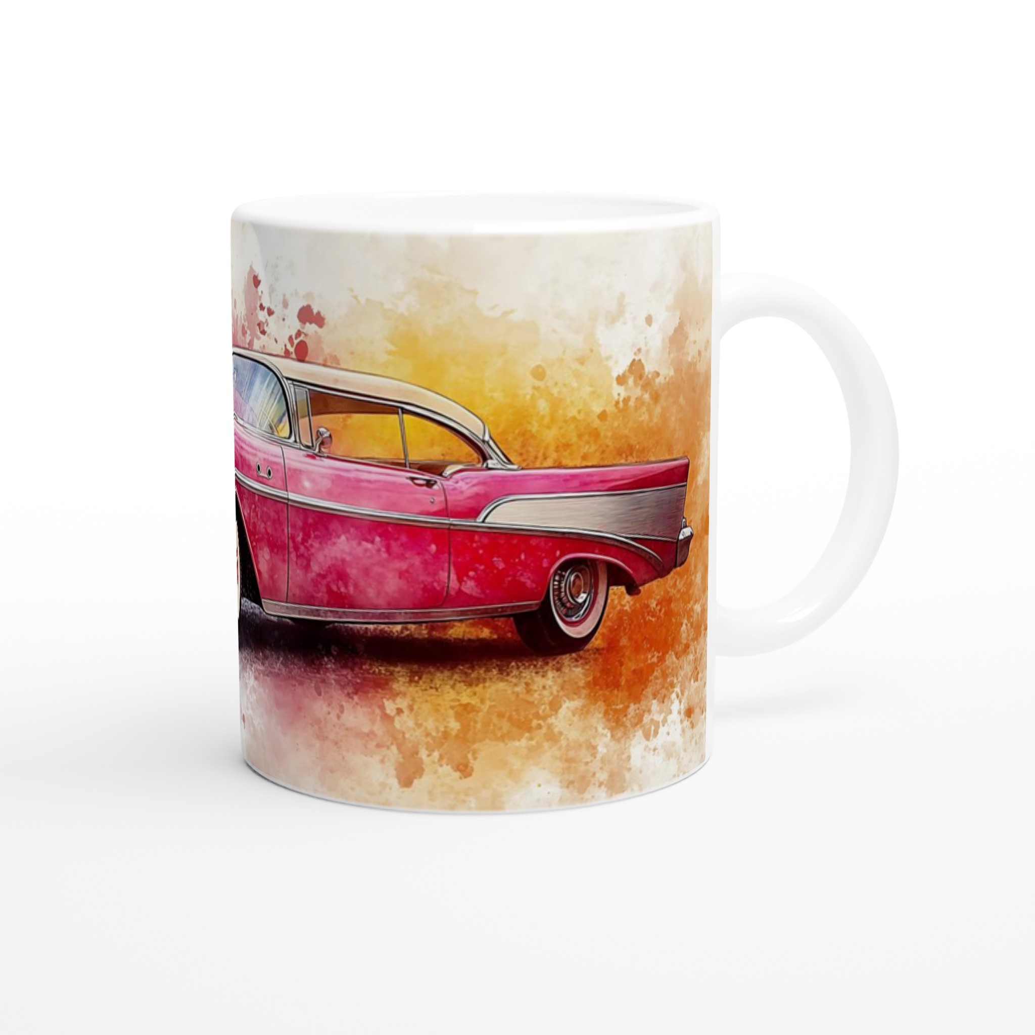 Klassisk 50-tals Bil Akvarellmugg – Nostalgisk Design i Ditt Val av Färg 9 bb39befc-c92c-4ff7-9734-6346665453be