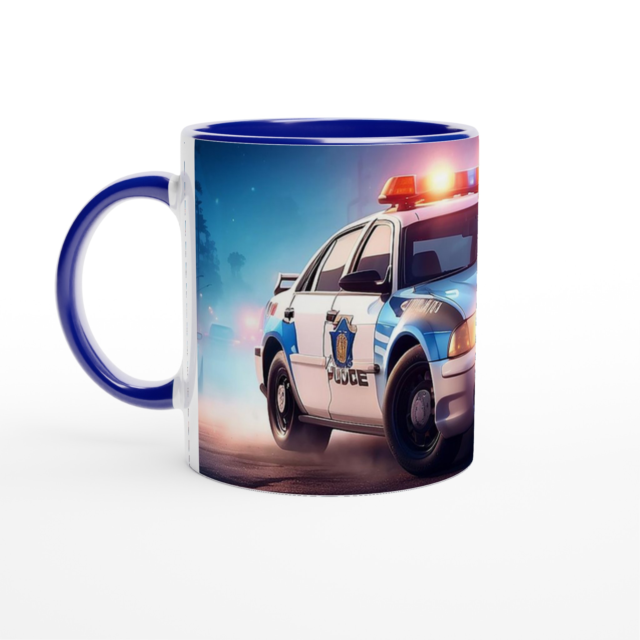 Vit 11oz keramisk mugg med dramatisk polisbil-design i sju färgstarka keramiska nyanser 2 bb575505-b616-493b-ab1b-48c1ce67abd4