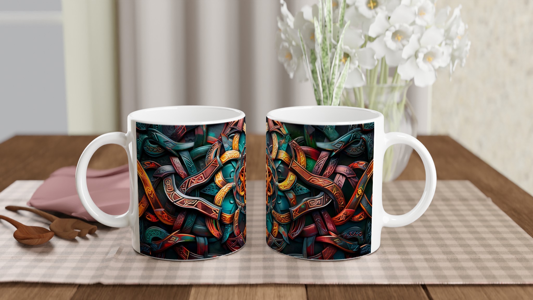 Mytisk Keltisk Knutmugg – 11 oz Keramisk Kaffemugg i Valfri Färg 10 bb84ce68-46f2-43f2-a9bd-71e10ab90835
