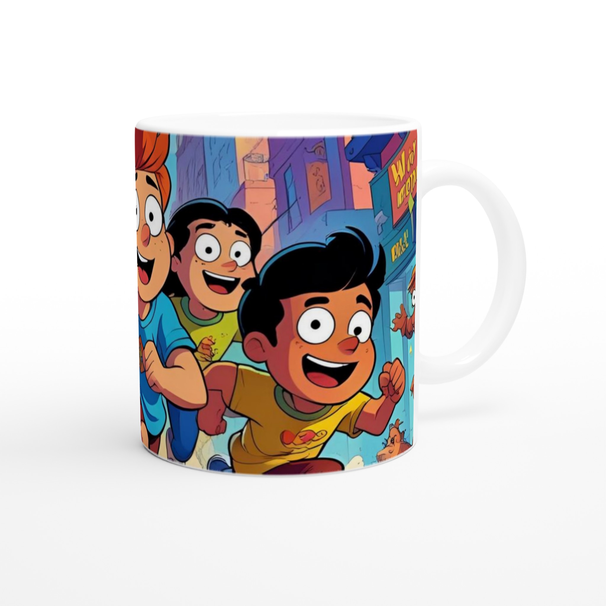 Vit 11oz keramisk mugg med färgsprakande äventyrsdesign i ditt val av sju livfulla färger 9 bb85d901-bcb3-47cf-be9e-28ec6e9f48ad