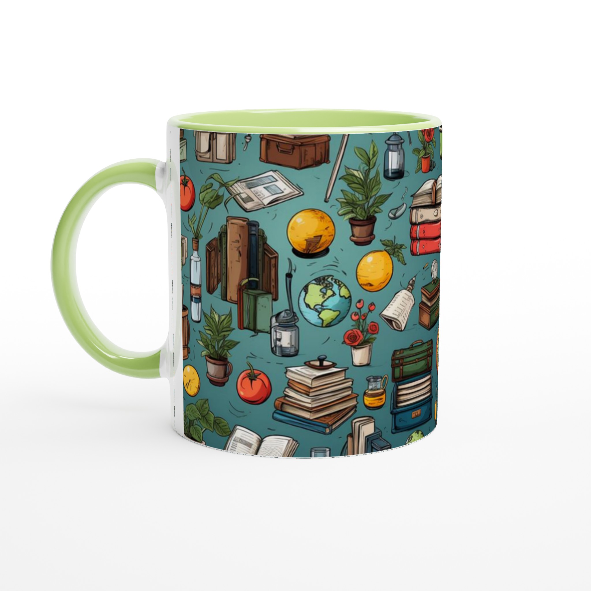 Vit 11oz keramisk mugg med vintage skolmotiv – välj mellan sju levande färger 7 bb95ecb5-f0a8-4468-98b0-8405f5e12b18