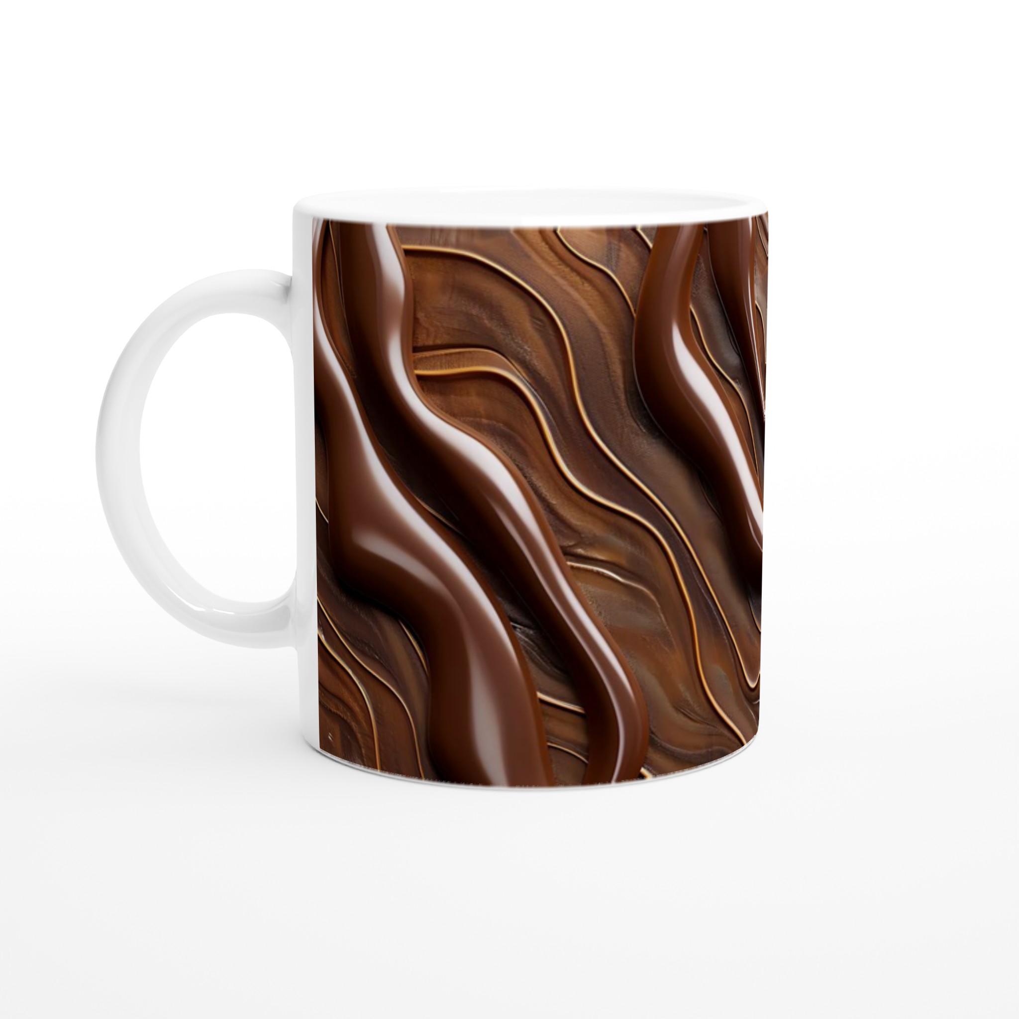 Vit 11oz keramisk mugg med elegant chokladbrunt mönster – välj bland sju stilrena färger 1 bc0e024d-4a56-4035-b753-53b36df53ae5