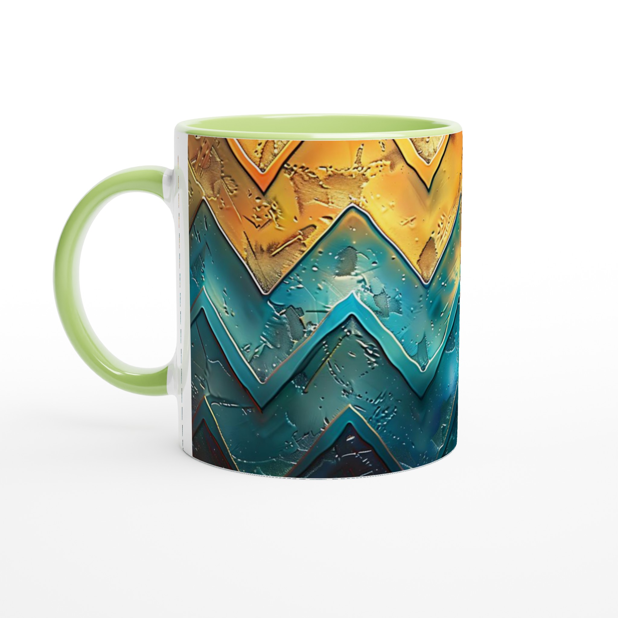 Vit 11oz keramisk mugg med levande zigzag-konst i sprakande färger 7 bc251425-b57d-4144-bee0-0f1cddb5155b