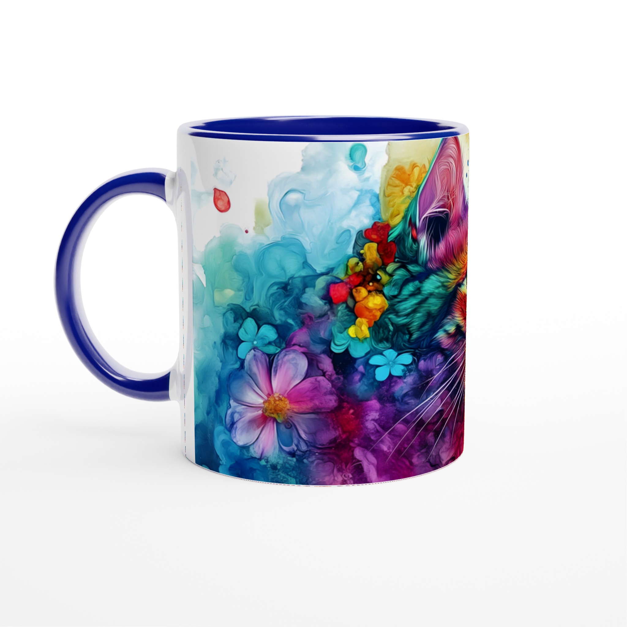 Mångfärgad Katten Mugg – 11 oz Keramikmugg med Psykedelisk Kattkonst, Välj Bland 7 Levande Färger 2 bc3c3ae8-6546-4083-9d71-08ce9f21d170