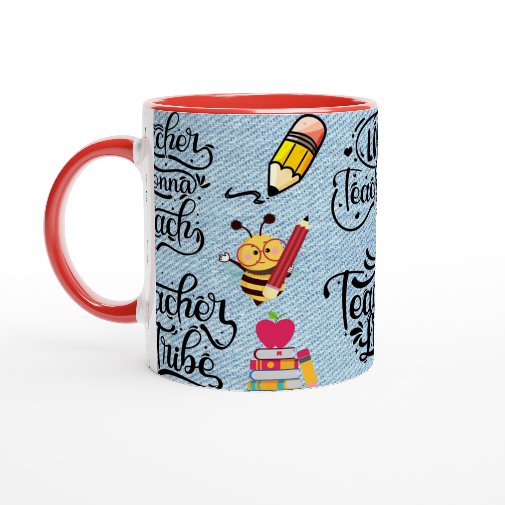 Vit 11oz keramisk mugg – Inspirerande lärare med färgstarkt skolmotiv i sju lyxiga keramikfärger 5 bc58e126-c945-48d5-84e9-bbac89fb2020