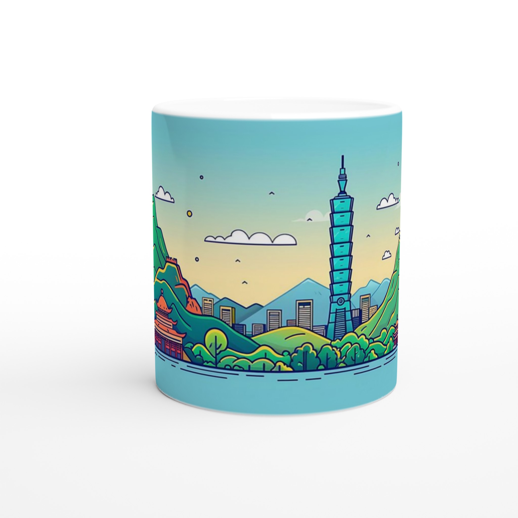Taiwanesisk Stadsbild Keramikmugg – Livlig Tecknad Design, Perfekt för Kaffeälskare i Valfri Färg! 8 bc96c32d-2365-4703-9153-90482ff768df