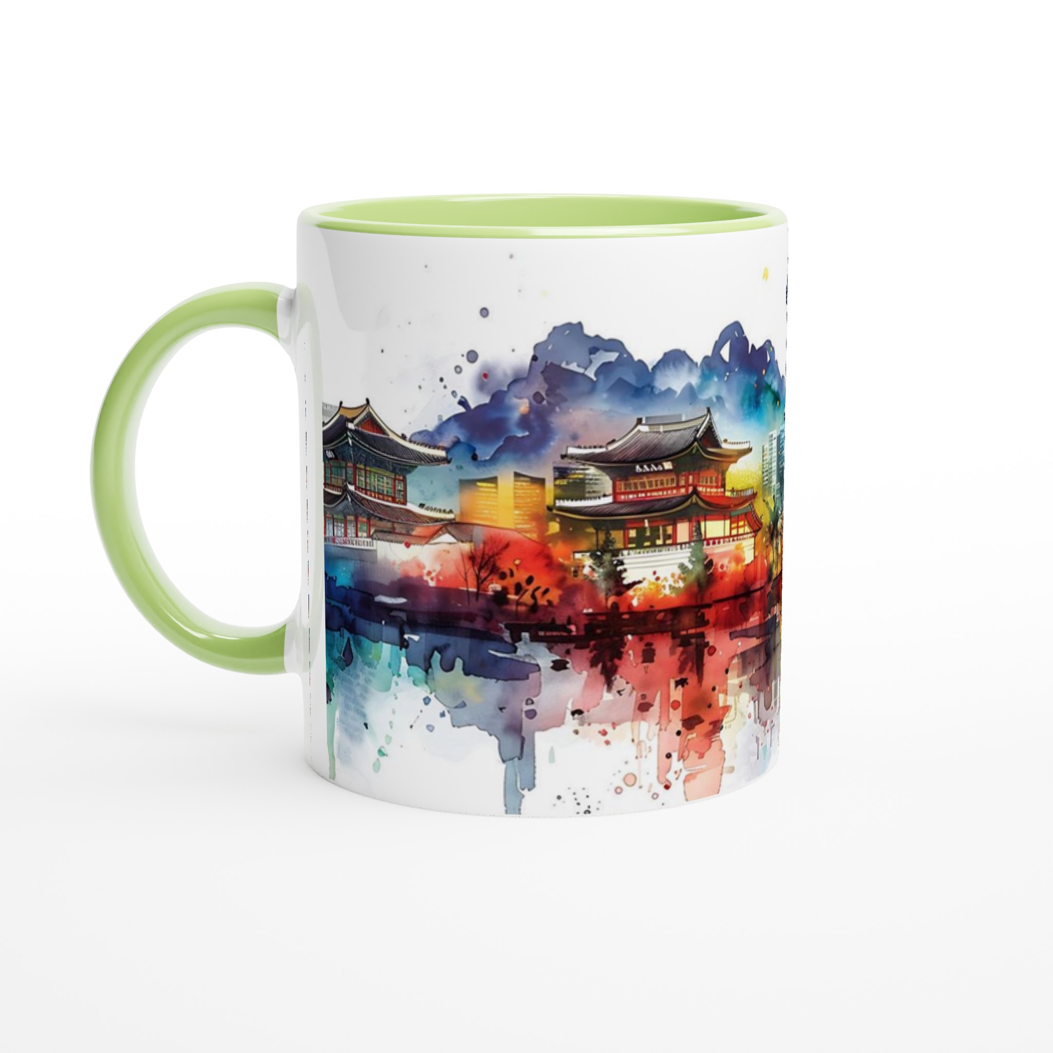 Seoul Skyline Akvarellmugg – Levande Stadsbild i Din Favoritfärg, 11 oz Keramik 7 bd0582ad-4a46-4d81-8405-0b2b4d2eea6d