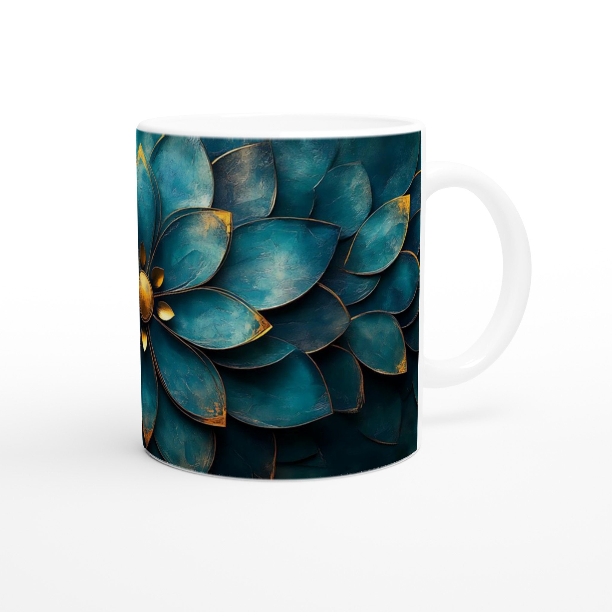 Lyxig Lotusmugg – Blågrön & Guld Keramisk Kaffemugg, 11oz – Välj din färg! 10 bd0cc408-99a4-48a1-84ed-b8cfae1c63fa