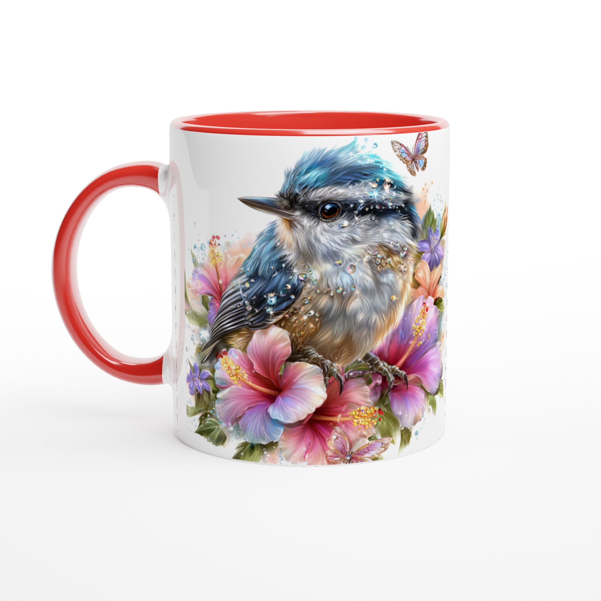 Vit 11oz keramisk mugg med magisk blåmes och blomsterkonst i ditt val av färg 5 bd32e41b-87ad-4c75-81ed-4d0cb90df636