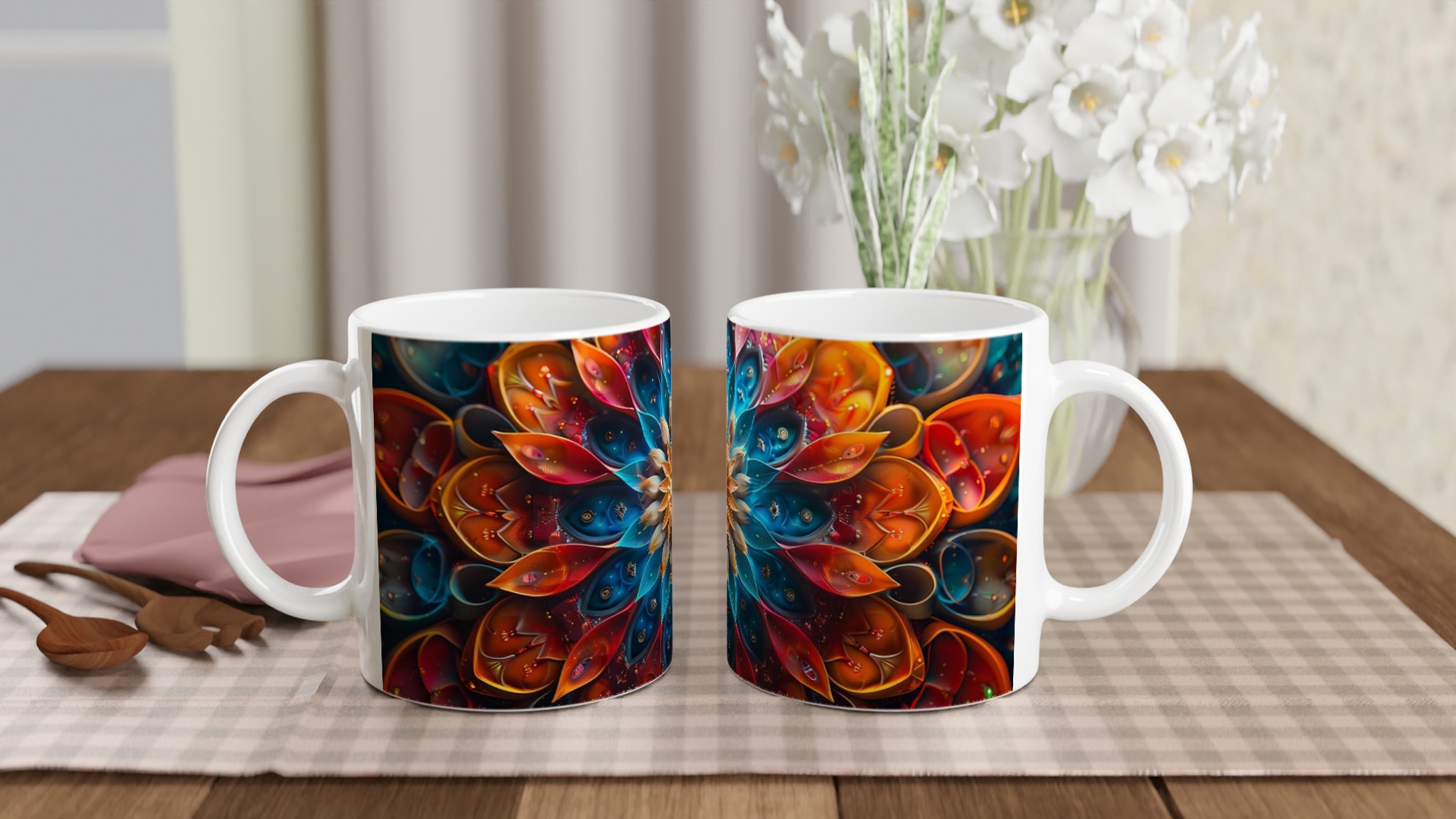 Abstrakt Mandala Keramikmugg - Livfull Design i Blått & Orange, Välj din favoritfärg! 10 bd3ea434-b49f-4be7-9887-0cc19f6d54c2