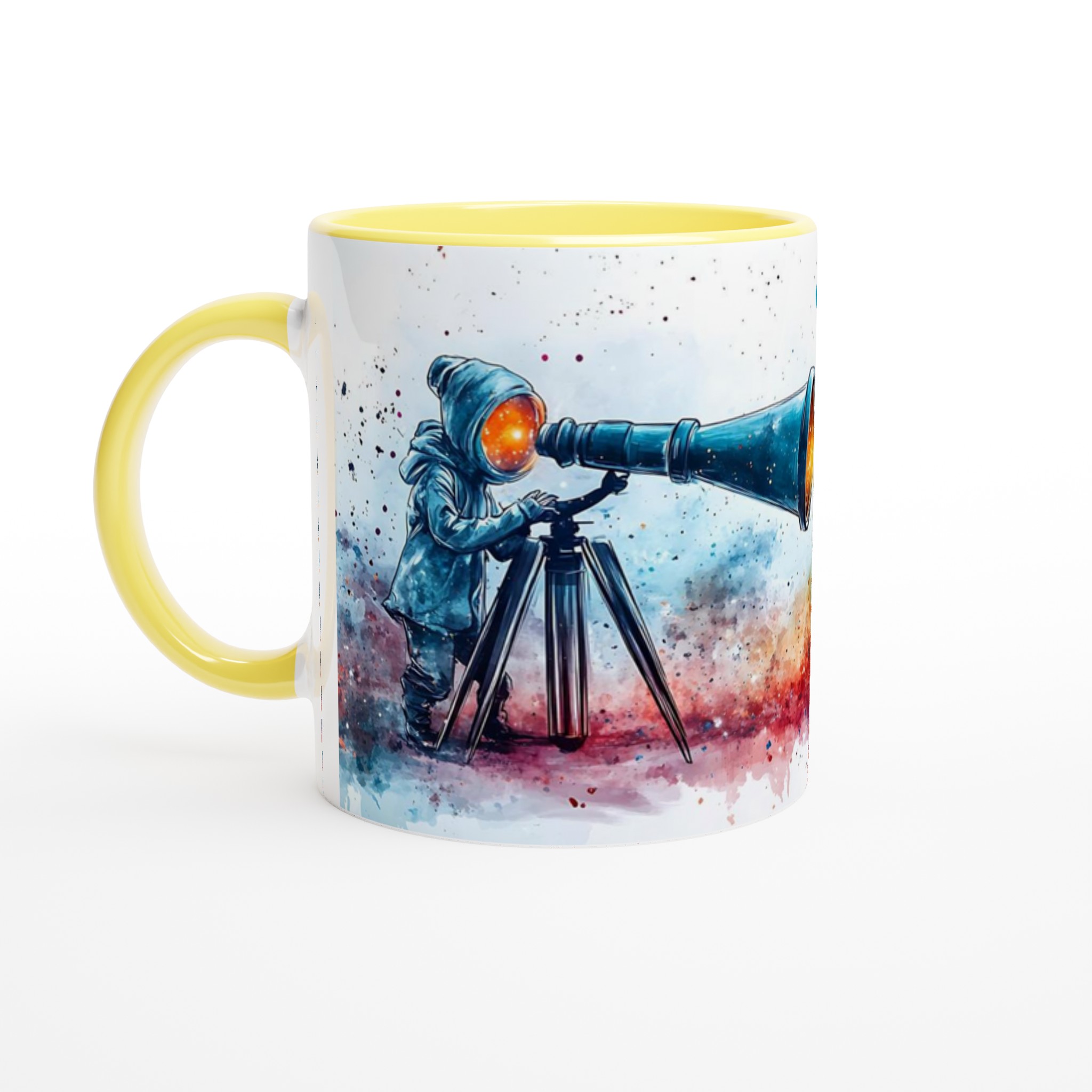Mystisk Halloween Mugg: Barn med kikare & Lysande Pumpa – Vattenfärgsstil Keramisk Mugg 3 bd81064f-c1eb-4486-a0a3-e4548c414d33