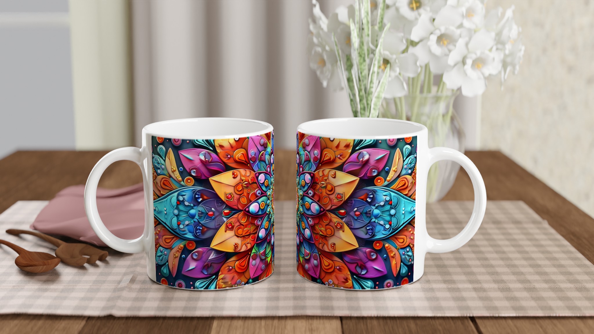 Färgsprakande Mandala Keramikmugg - 11oz Premium Designmugg för Konstälskare i Flera Färger 10 bd84f18a-9faf-472b-b6b9-1e934f881972