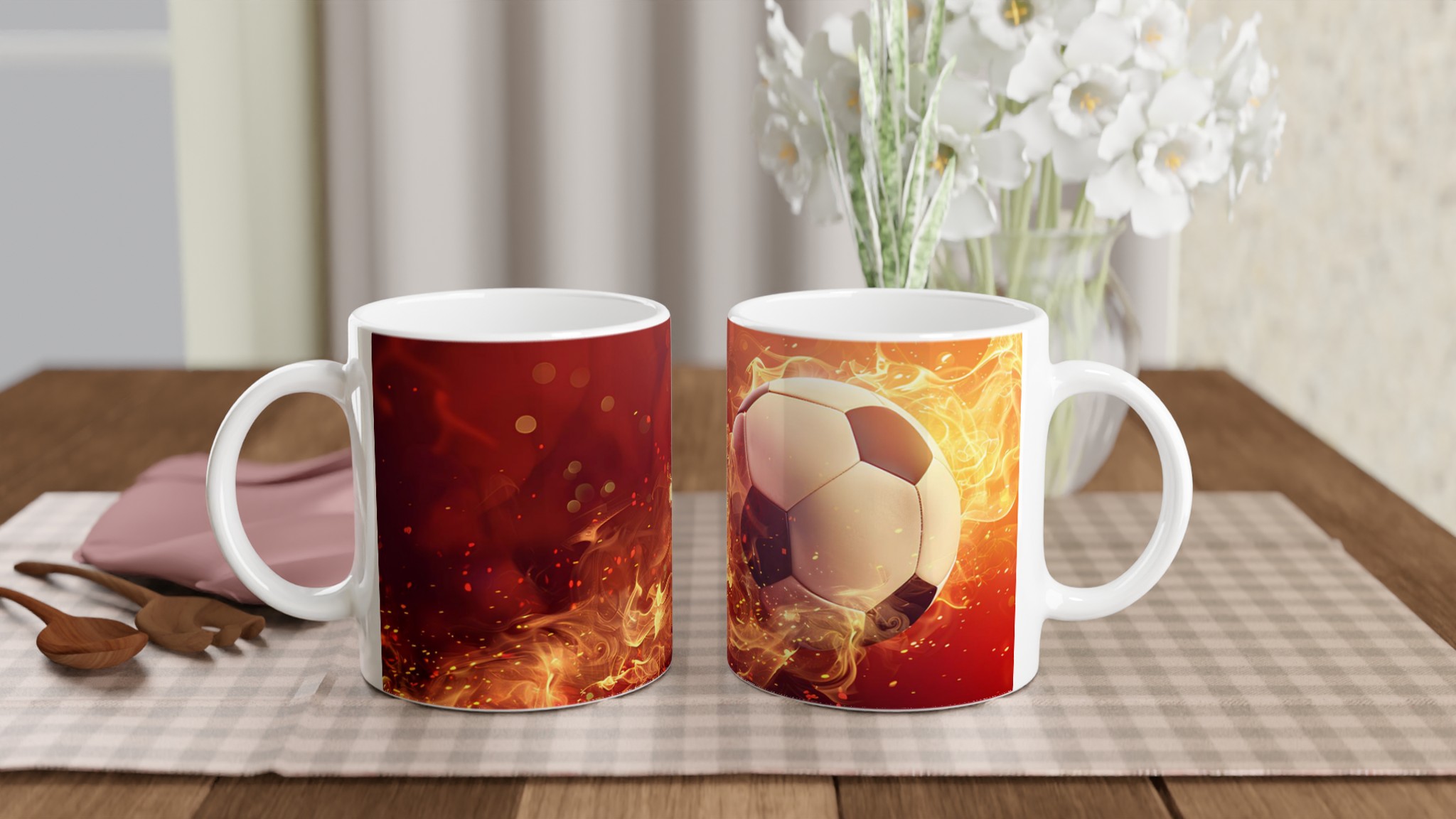 Fotbollsmugg med brinnande design – Vit 11oz keramik för den passionerade fansen, välj din färg! 10 bda21019-045b-4d12-b8c8-2b831a582cfb