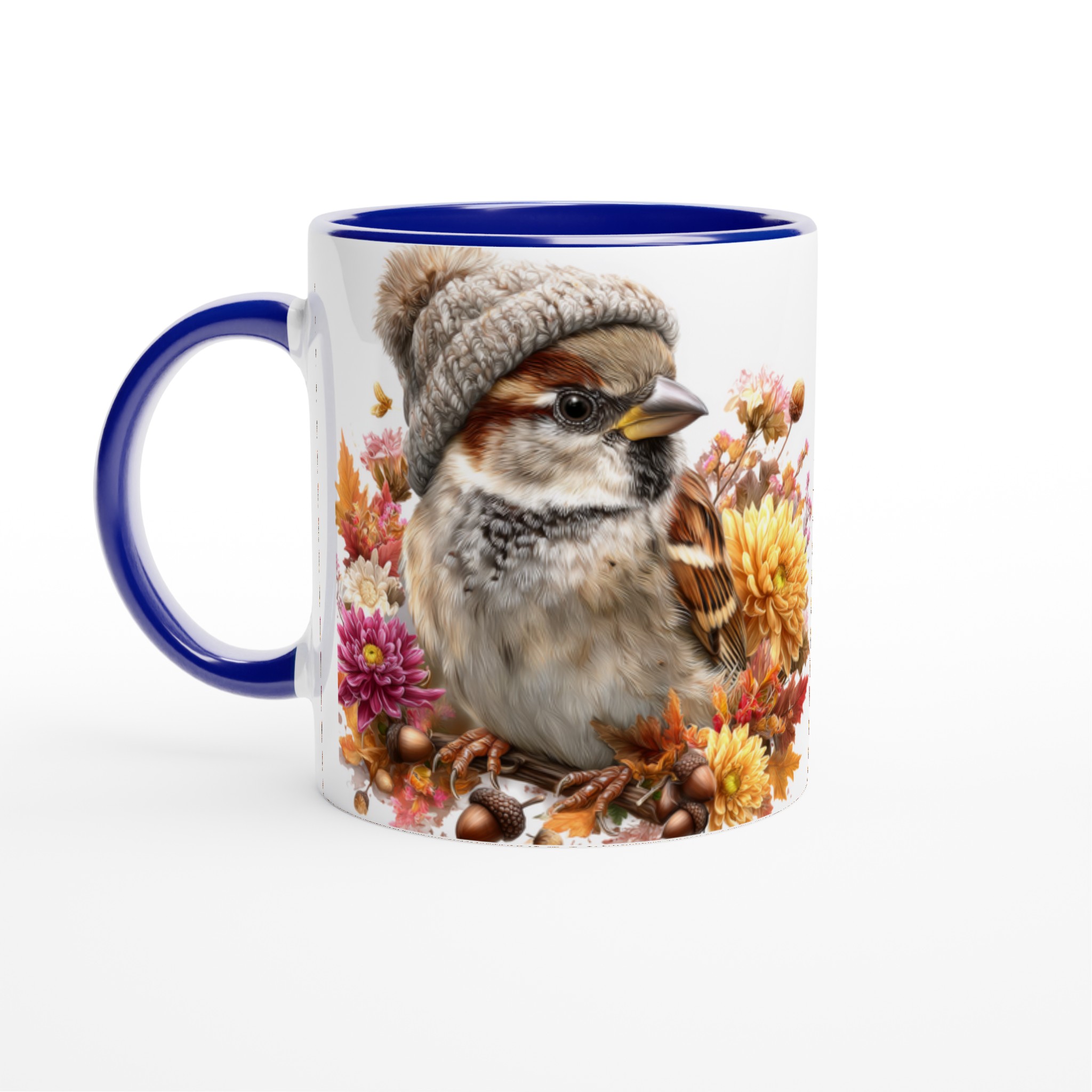 Vit 11oz keramisk mugg med charmigt sparvmotiv och valfri färgpalett 2 bdb62590-32d2-4cb4-a45f-63a2ba15d08a