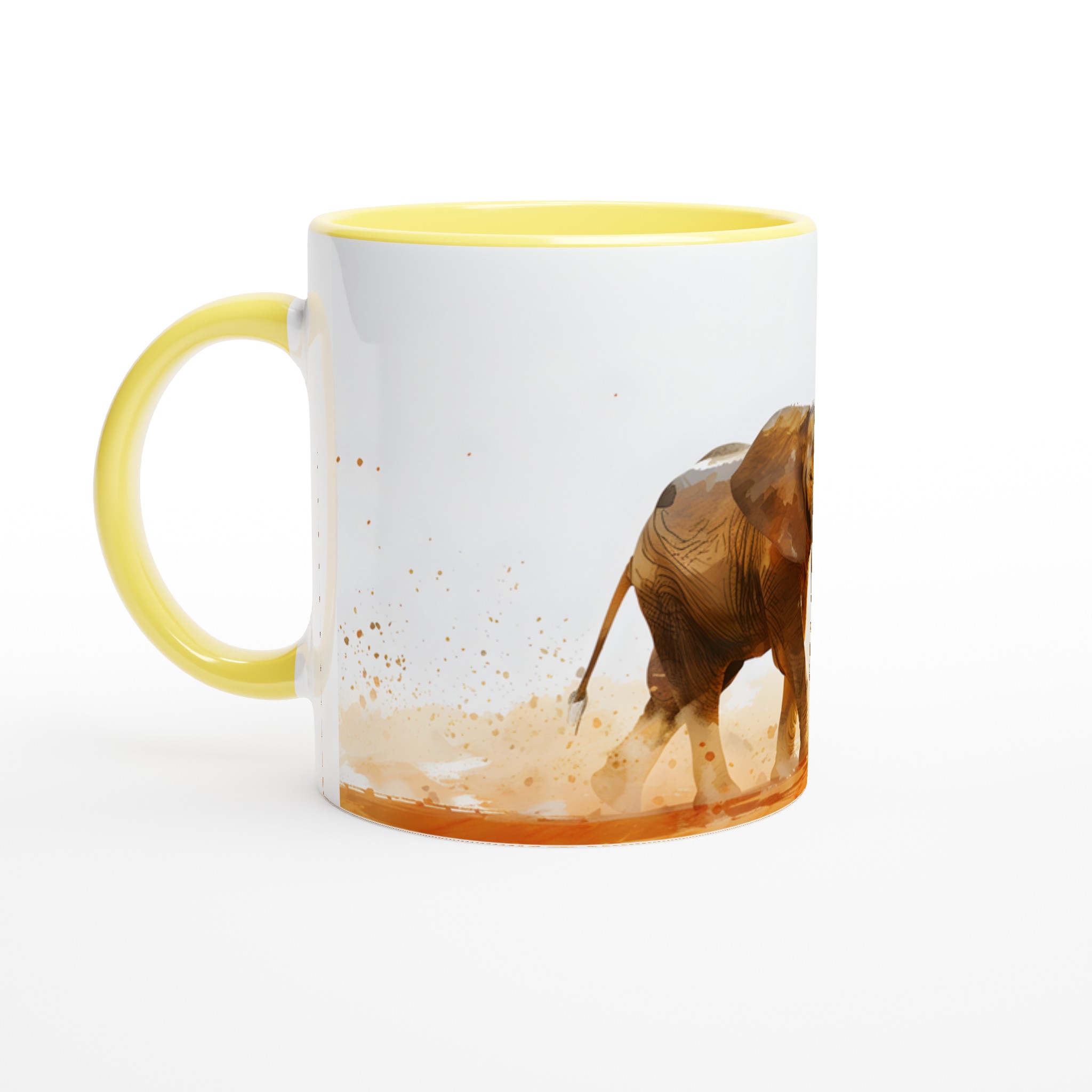 Majestätisk Elefant Mugg – Konstnärlig Akvarell Design i Varm Orange & Brun Toner, 11oz Keramikmugg 3 bddb0947-a557-481f-91cf-7d62114dff91