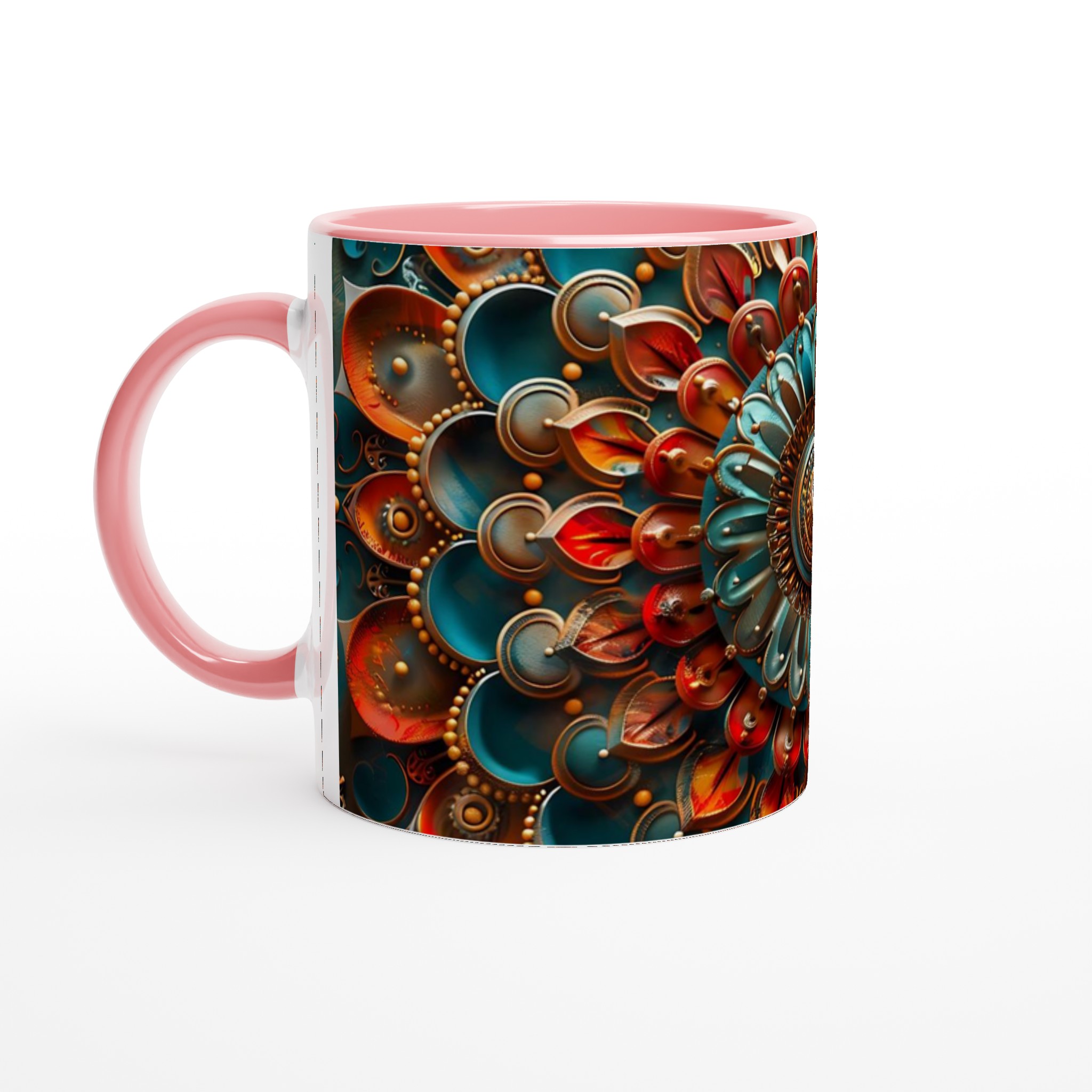 Abstrakt Mandala 11oz Keramikmugg – Teal, Roströd & Guld design i valfri färg 6 bddcfa66-2a6a-4962-b9b8-c71153f9cff4