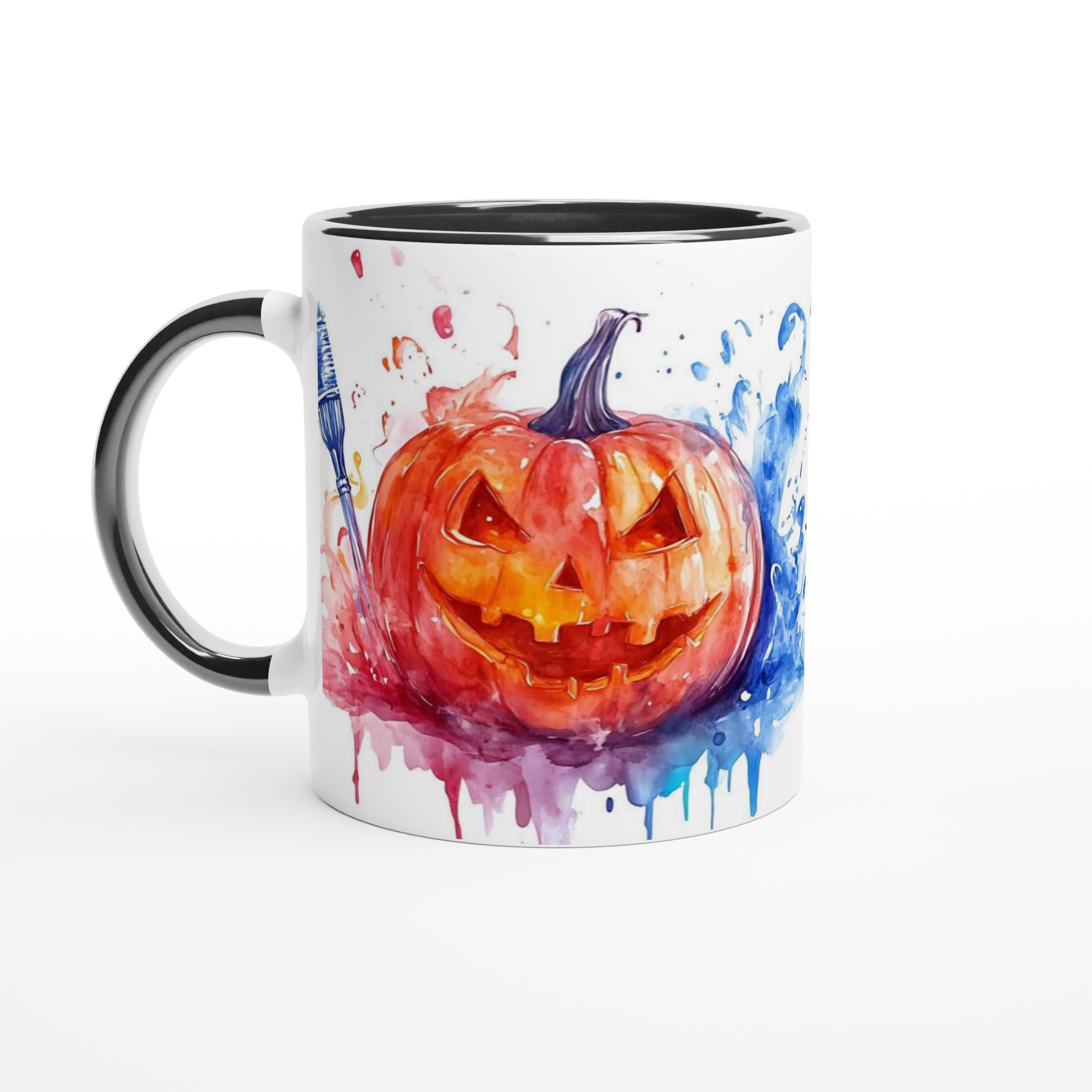 Färgglad Halloweenpumpa Keramisk Mugg - Akvarell Jack-o'-Lantern för Din Dryck 4 bdfc7bf3-9bef-4a71-be46-39c982cc7699