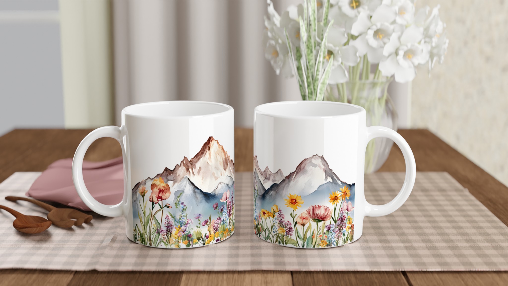 Akvarell Berg & Vildblommor Keramikmugg – Konstnärlig 11oz Kaffekopp i Flera Färger 10 be2144db-e215-4296-b61d-3516c7a9d9d0