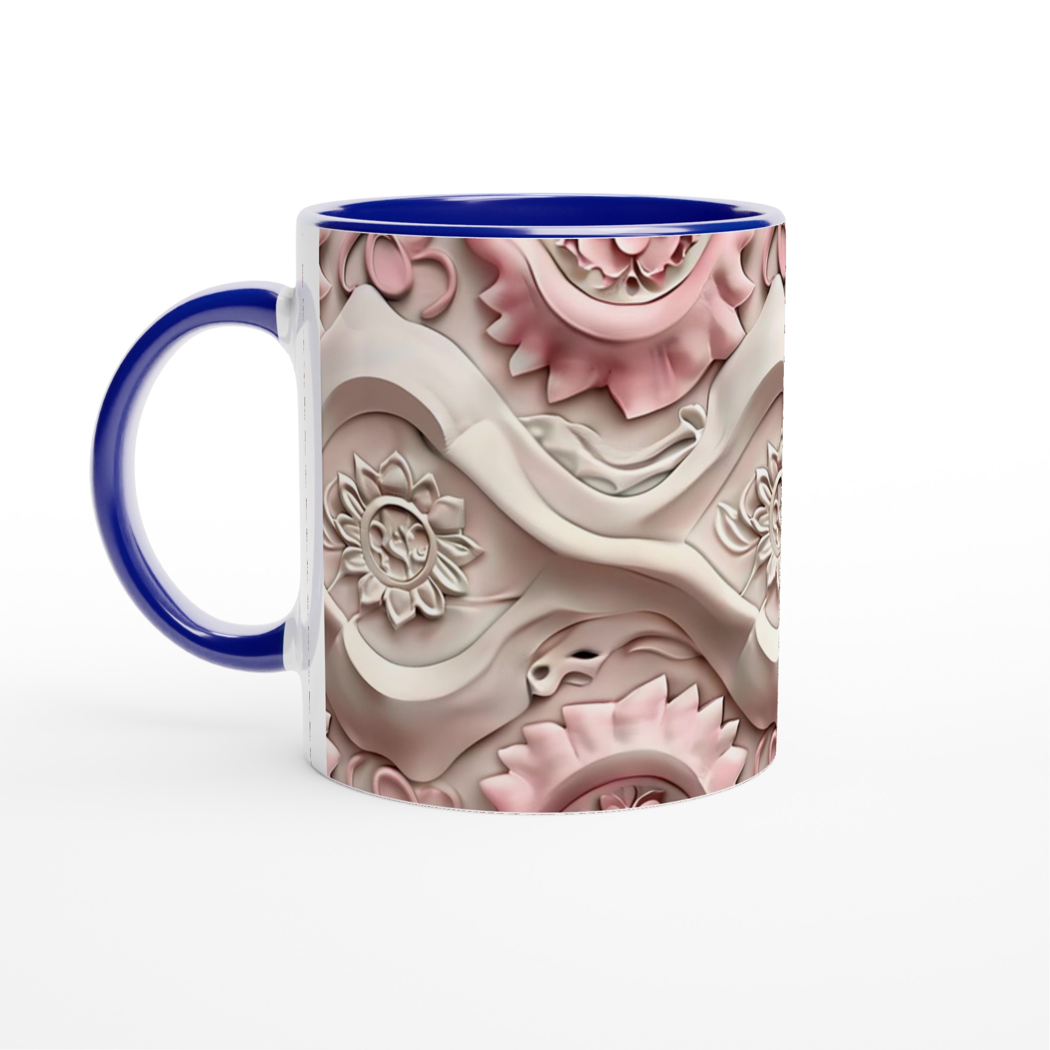 Elegant 11oz Keramisk Mugg – Delikat Reliefdesign i Rosa & Vitt, Välj bland 7 Förtrollande Färger 2 be4c6ed5-99b3-47be-b73b-d325dabbc354