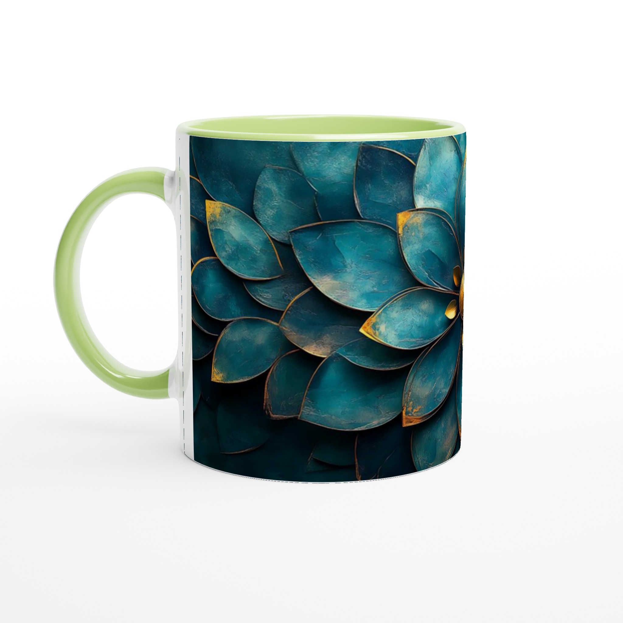 Lyxig Lotusmugg – Blågrön & Guld Keramisk Kaffemugg, 11oz – Välj din färg! 7 bf3019fb-df45-4c31-a1ad-7c26751ccb5c