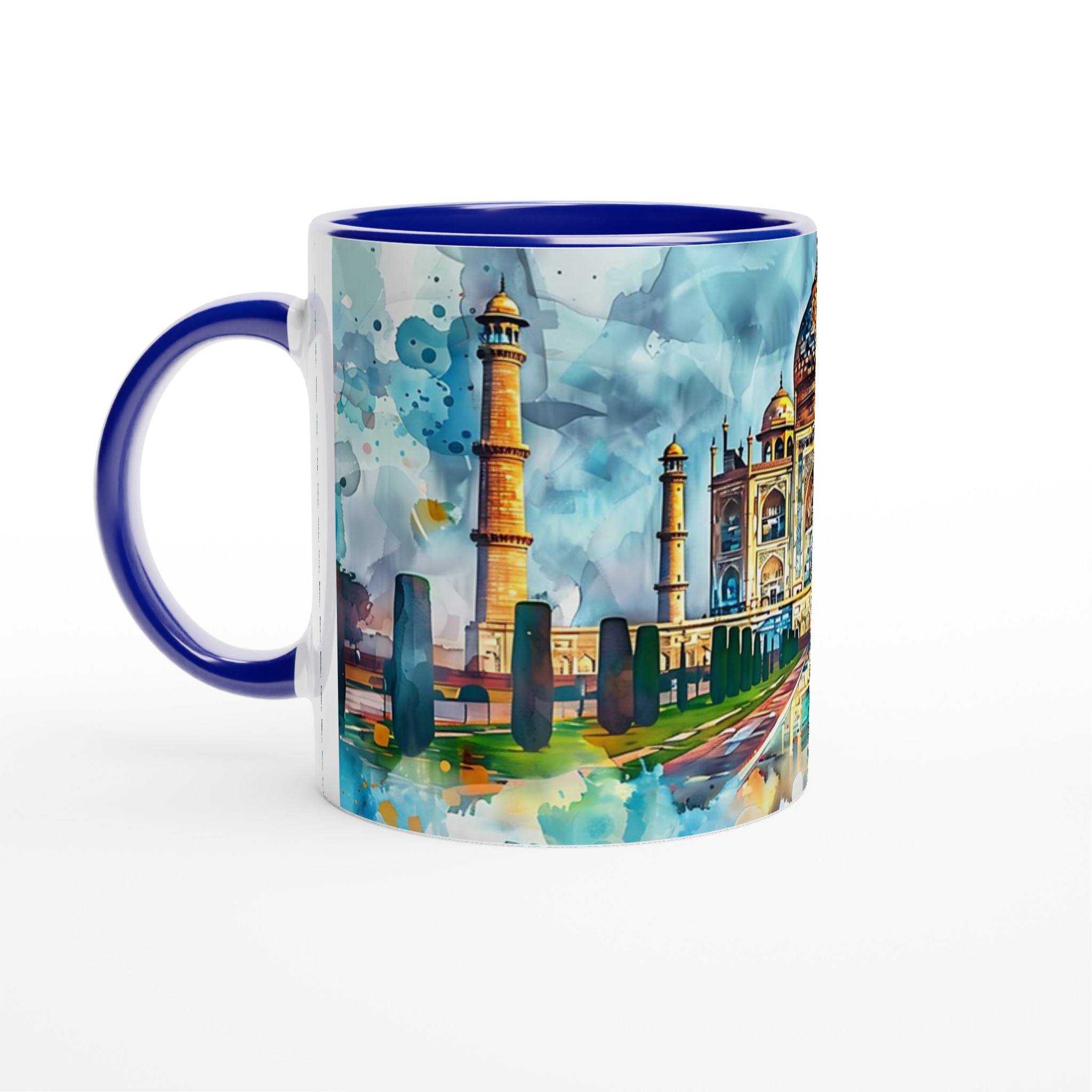 Taj Mahal Akvarellmugg – Konstnärlig 11 oz keramikmugg i ditt val av sju livfulla färger 2 bf55679f-5137-4fe5-8207-4fa417e9fe45