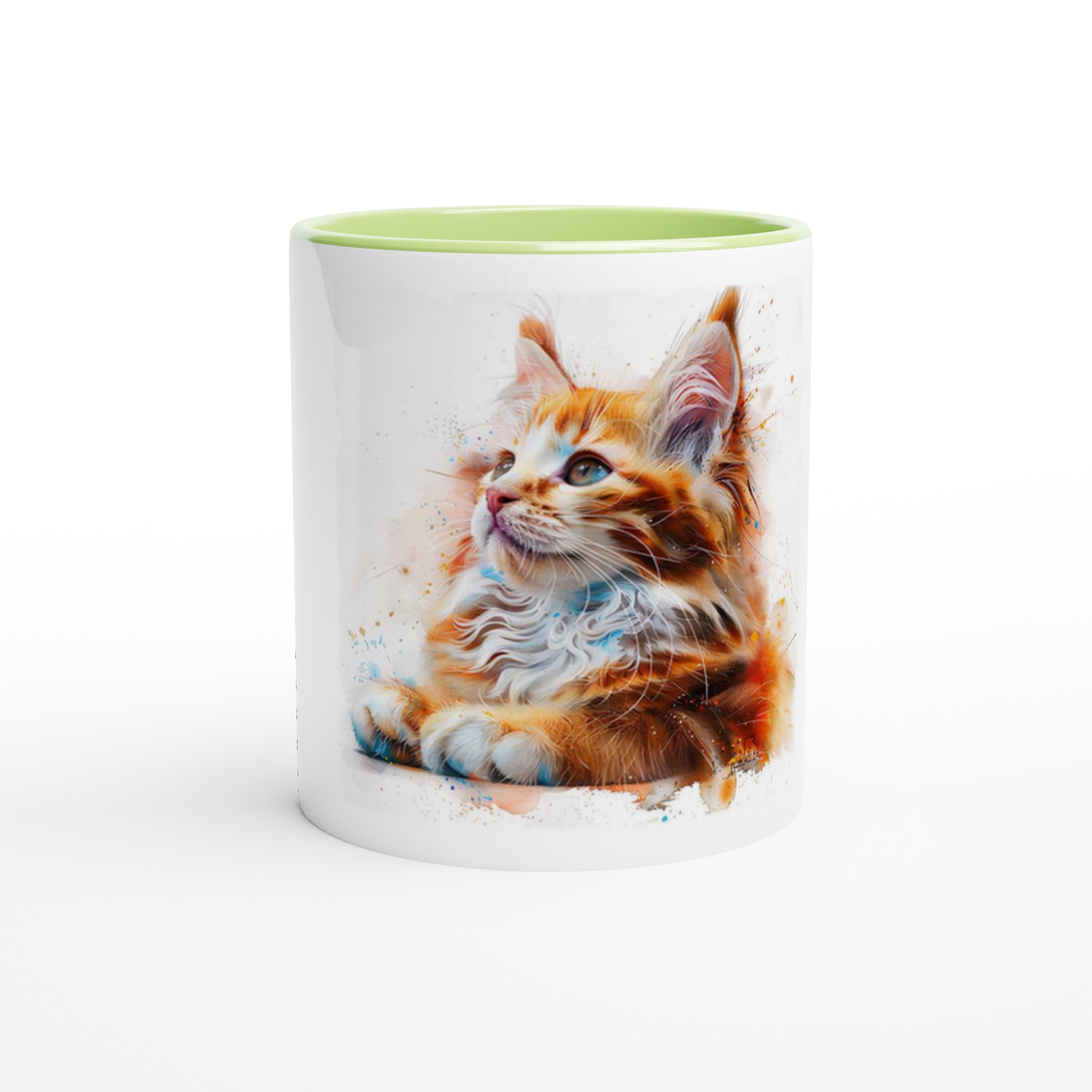 Kattunge i akvarell – 11oz Keramikmugg med färgad insida och handtag 4 bf8ea62f-f0c3-40d8-9d7a-231eabeb8056