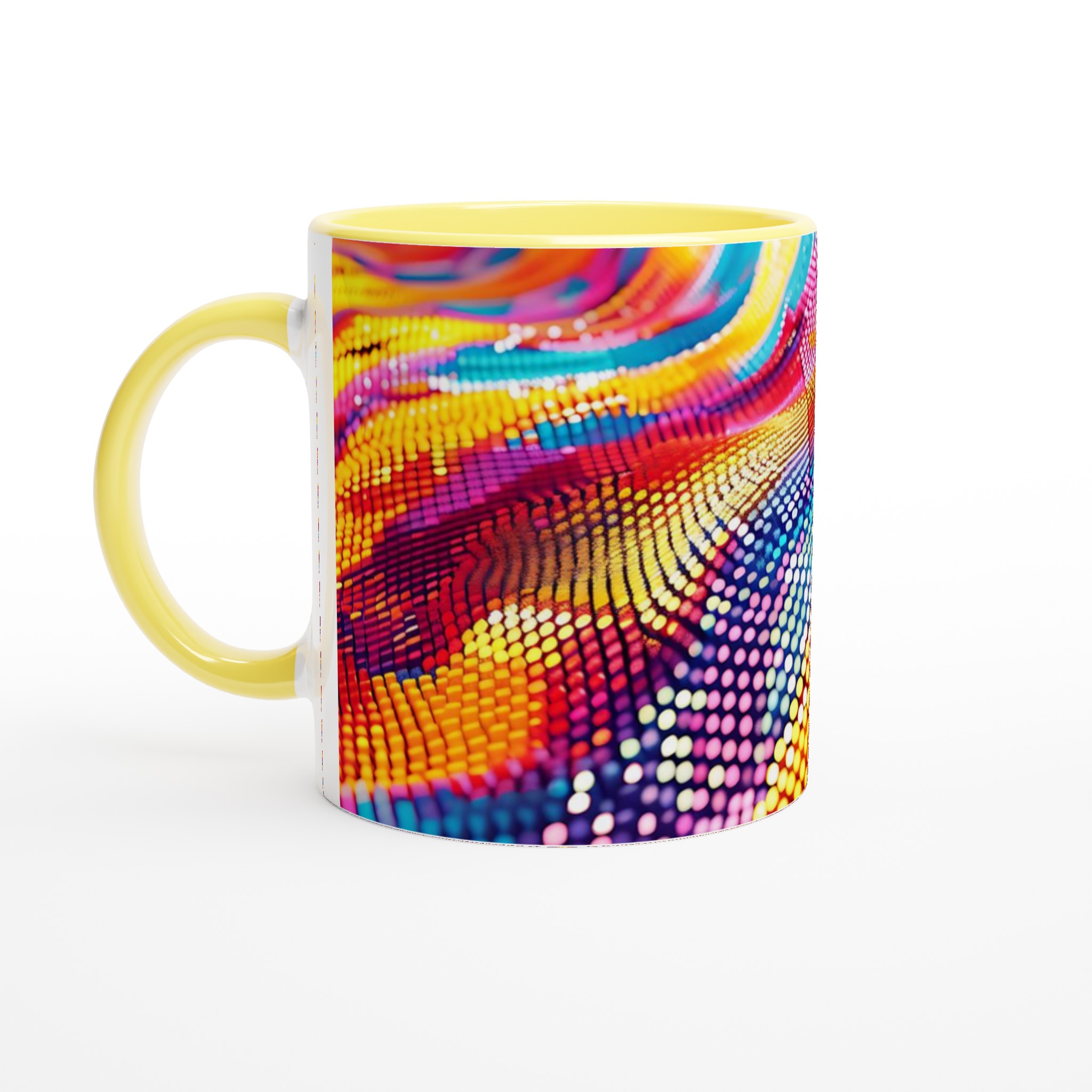 Vit 11oz keramisk mugg med färgstark abstrakt design i sju levande nyanser 3 bfb8086b-337c-4bde-97d0-4e74861d5230