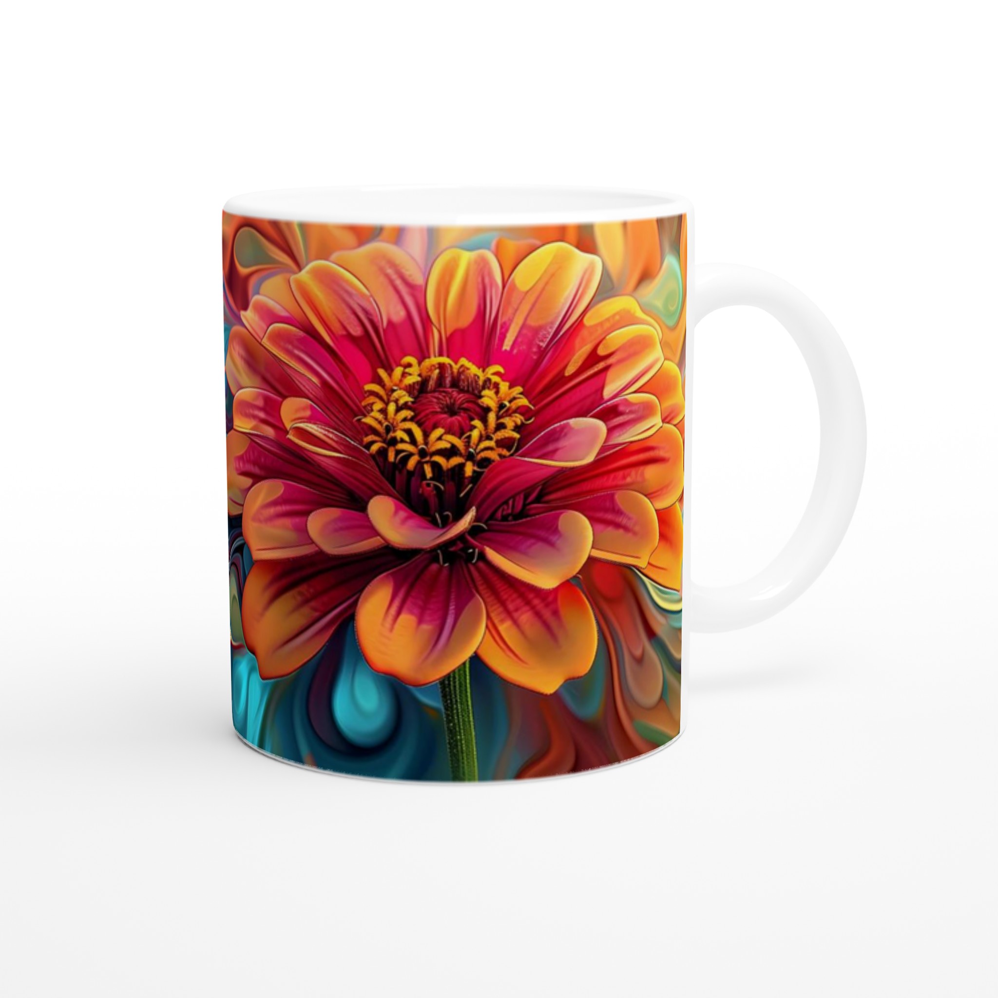 Abstrakt Blomsterprakt Mugg – Färgglad 11oz Keramikmugg i ditt val av 7 nyanser 9 bfba3a30-bbb2-48ee-8df8-cda8680c1e67