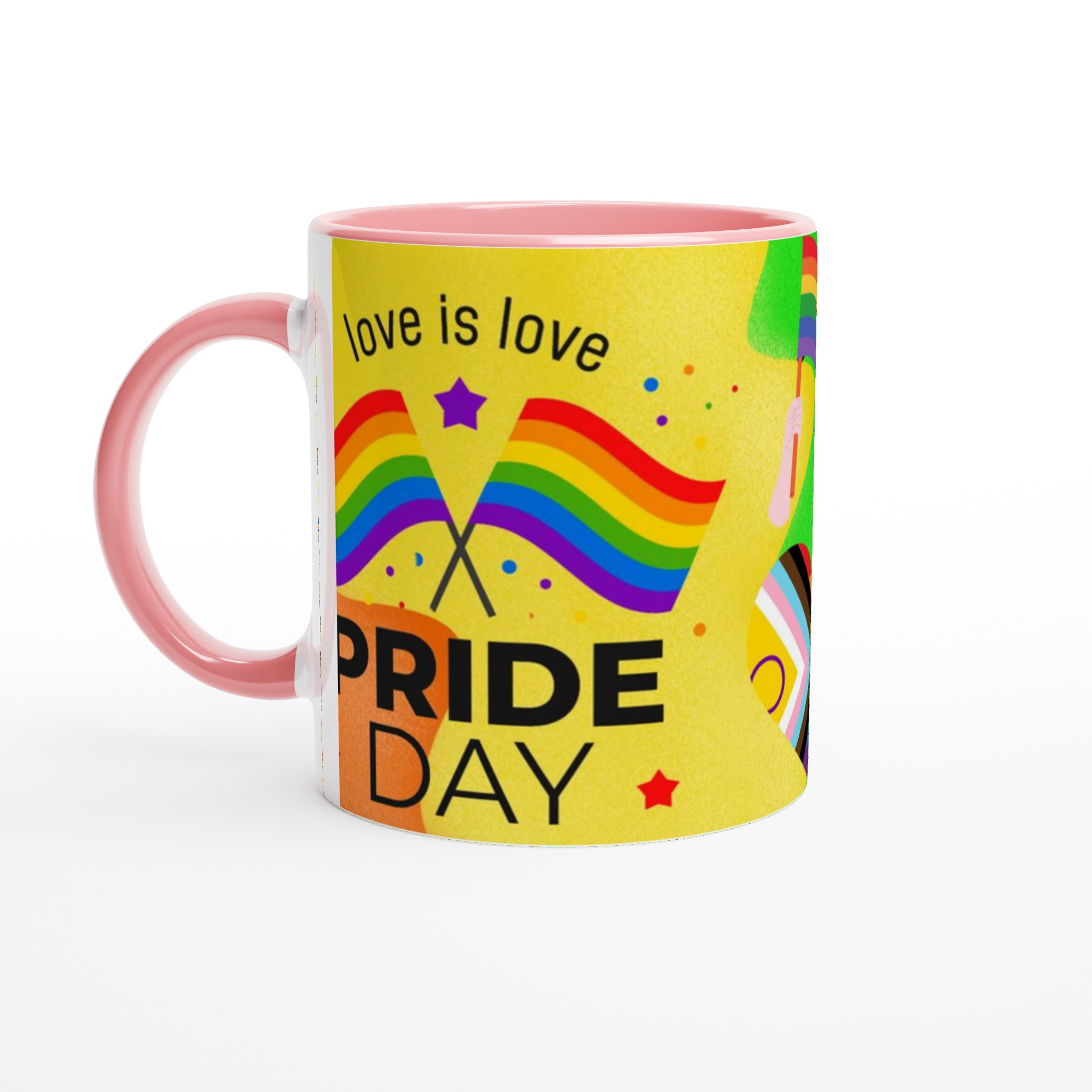 Vit 11oz keramisk mugg med färgstarkt Pride Day-motiv – välj bland sju livfulla färger 6 bfd3928e-0bb4-4136-a7ff-133f7b4d32a9