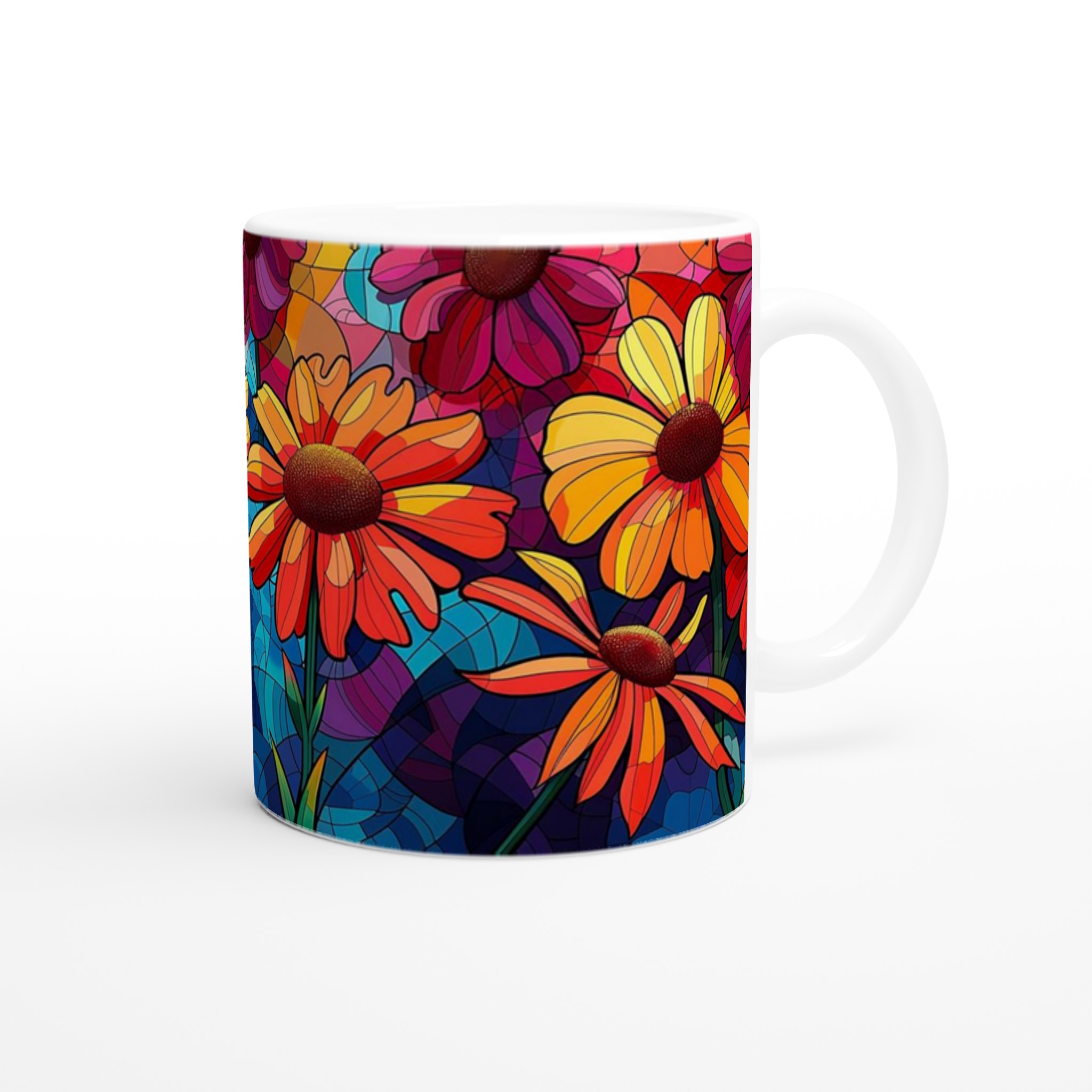 Färgsprakande Blommönster 11oz Keramisk Mugg – Välj bland 7 Livfulla Färger! 9 bfd48906-f94c-4efc-83c1-f28aff612166