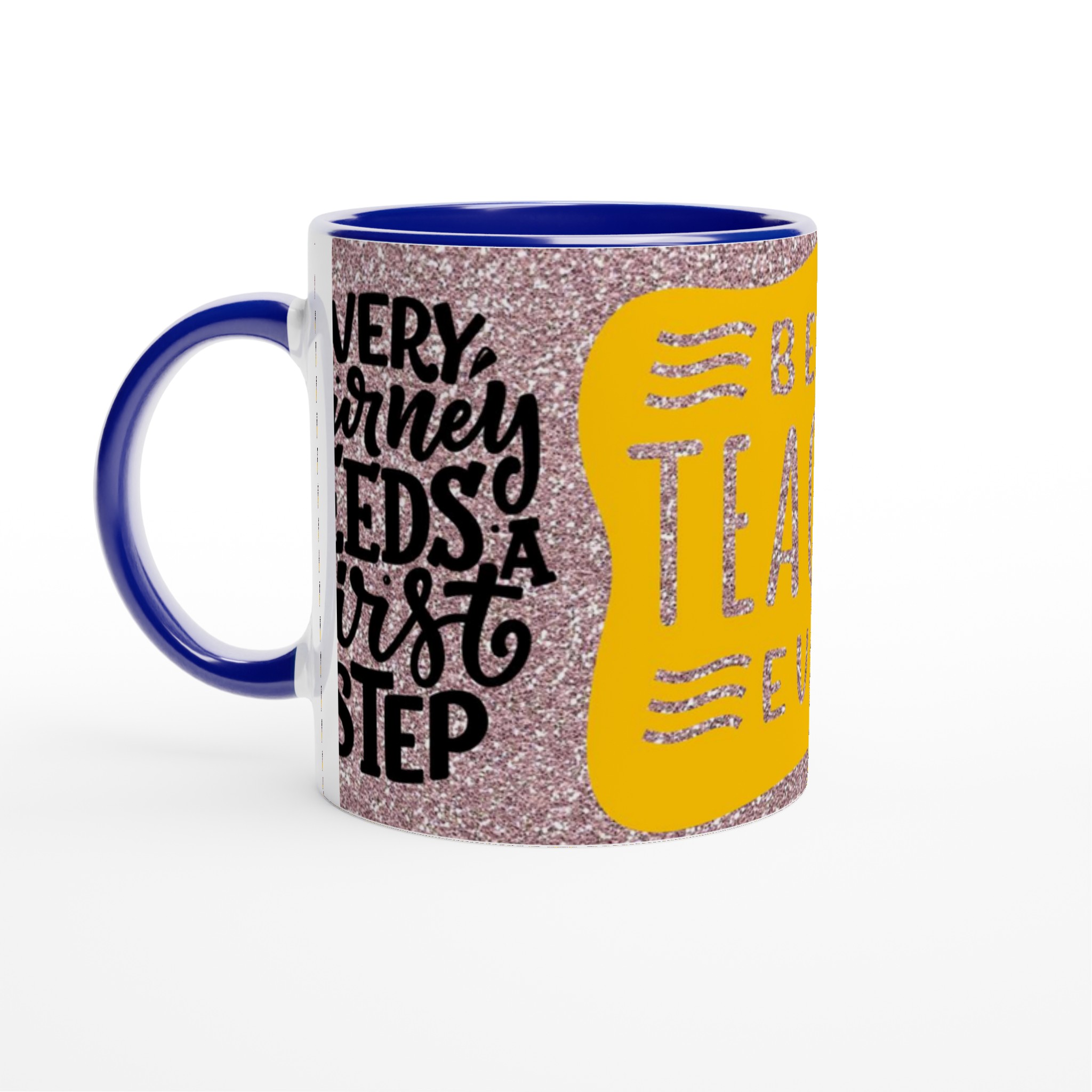 Vit 11oz keramisk mugg med glittrande hyllning till bästa läraren – välj bland sju färgglada keramiknyanser 2 bfe43eb5-e527-4474-9582-362414c17aee