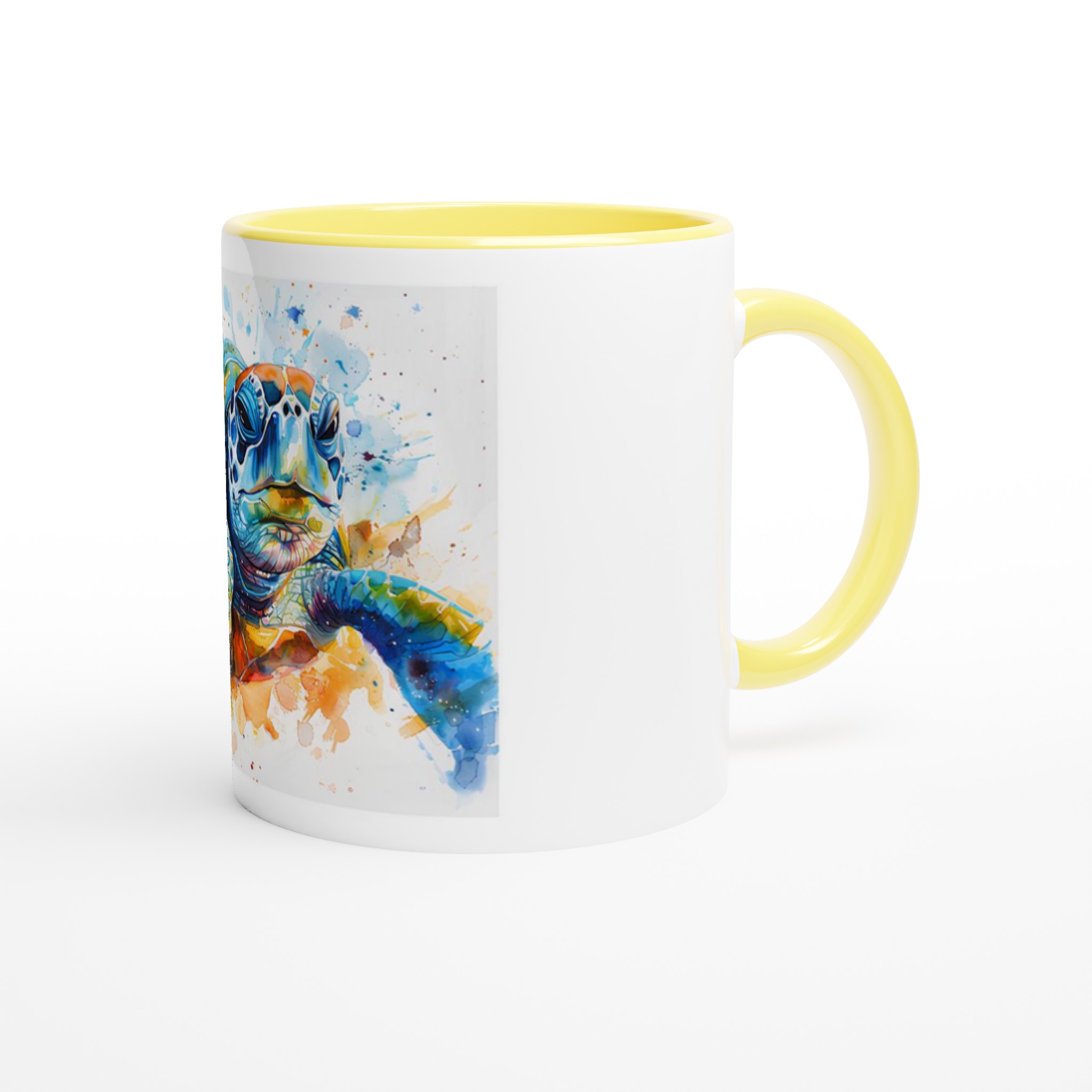 Abstrakt Akvarell Sköldpadda 11oz Keramisk Mugg - Livfulla Havsfärger med Färgad Insida 8 bfea19cb-9c79-457e-b1d8-5a57bf03372c