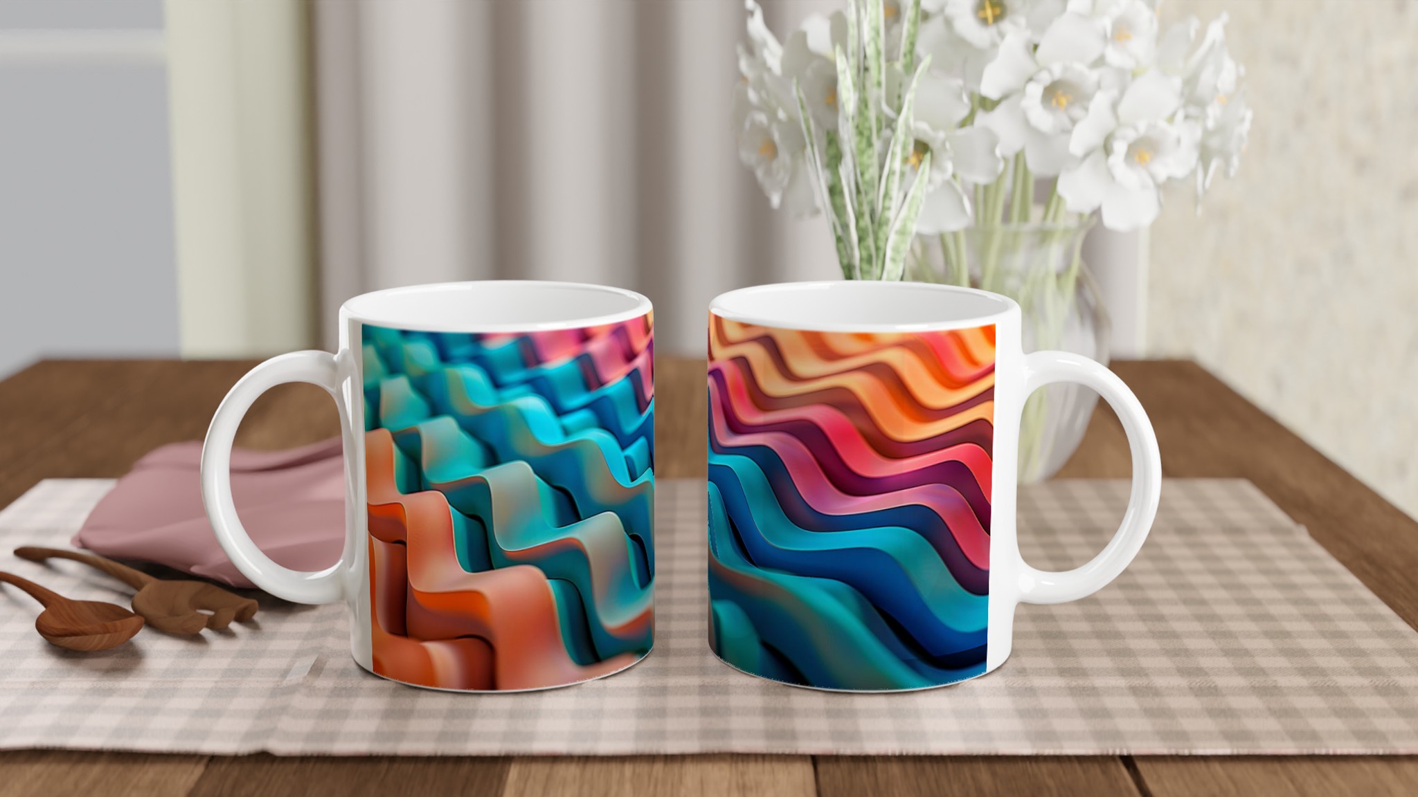 Abstrakt Vågformad 11oz Keramisk Mugg – Färgglad Design för en Unik Kaffeupplevelse 10 c014a3af-7b7c-4306-99f9-36e4f88731f8