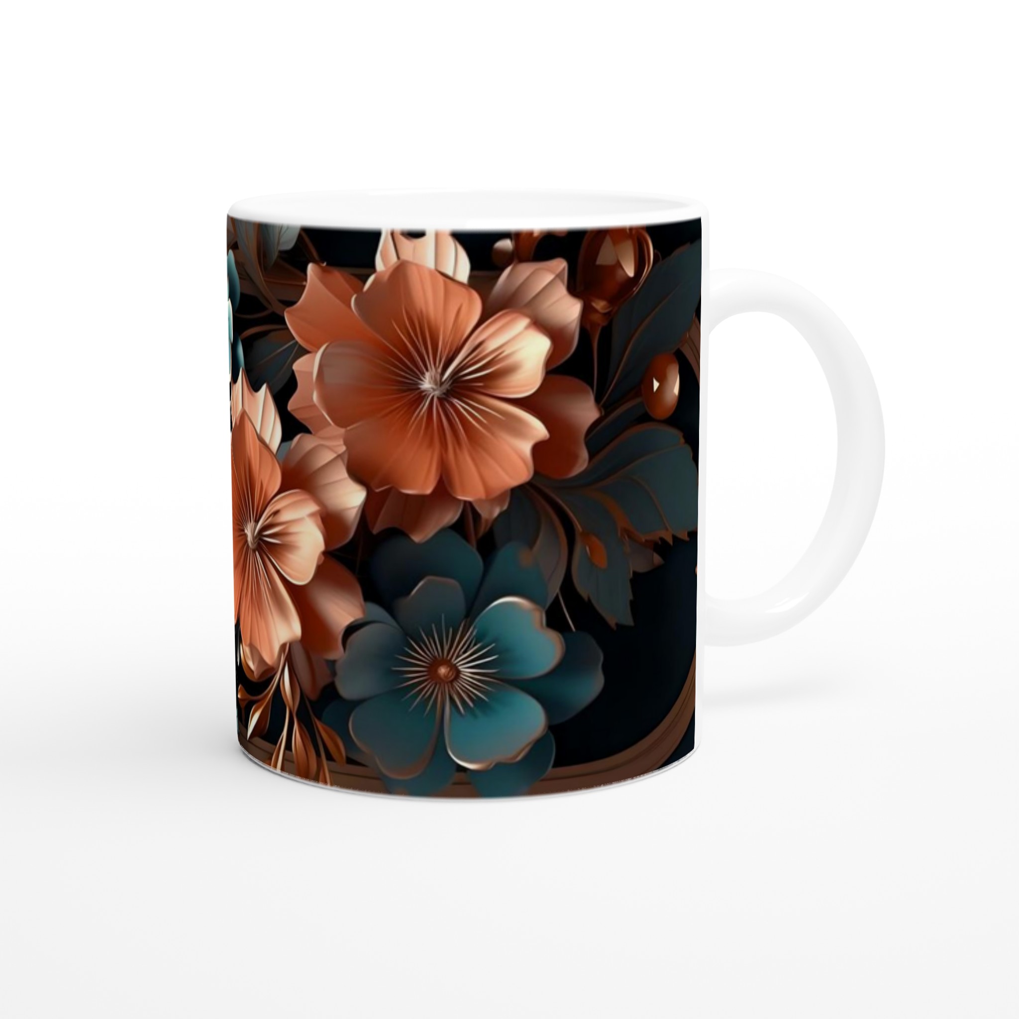 Elegant Floral Ceramic Mug – 11oz in Your Choice of Vibrant Colors 9 c04d0218-7d1c-45ba-9355-4abdb34b44b0