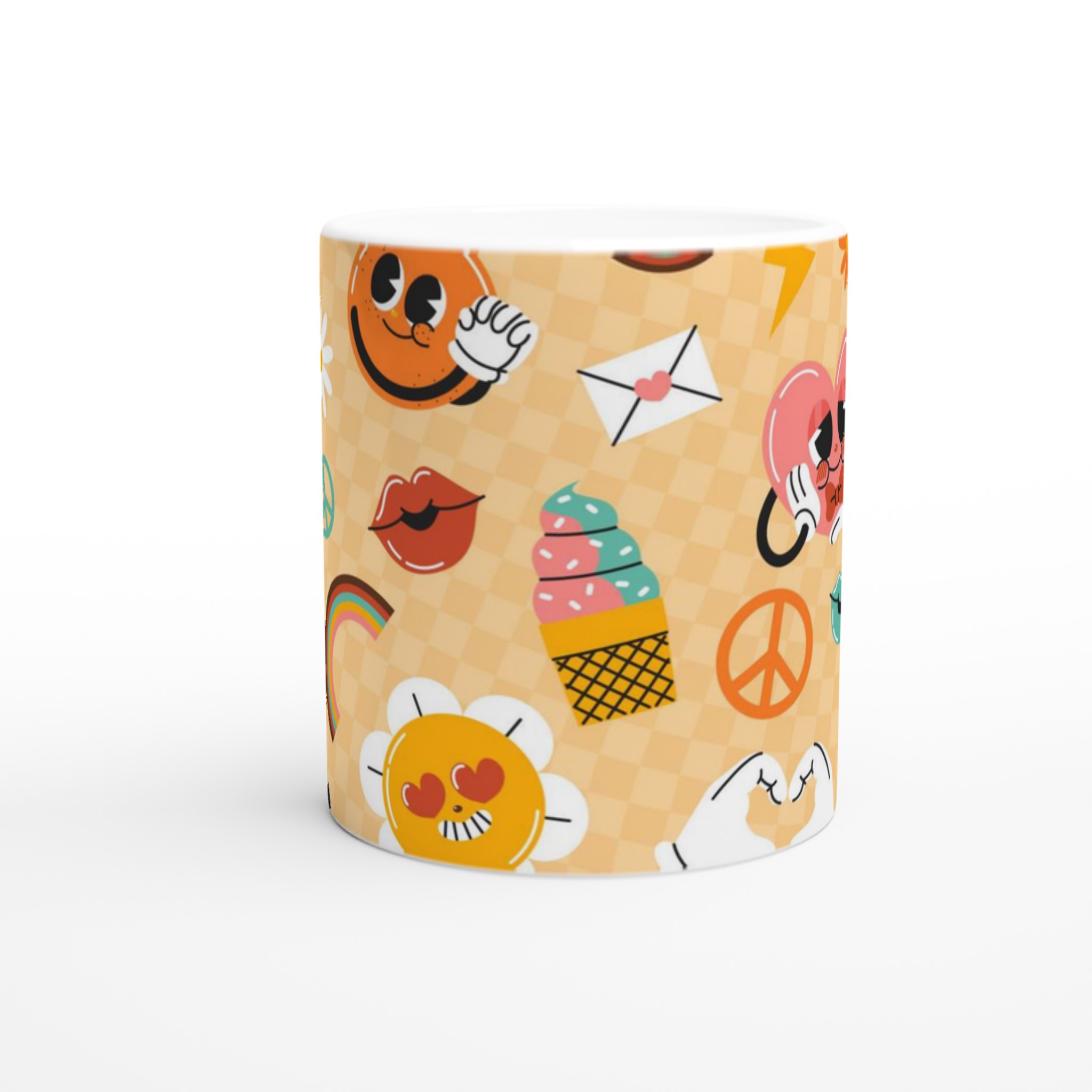Retro Vibe Keramikmugg 11oz – Kärlek, Fred & Glada Ansikten i Ditt Val av Färg 8 c06be267-f809-4901-bf5b-3a595479a7c2