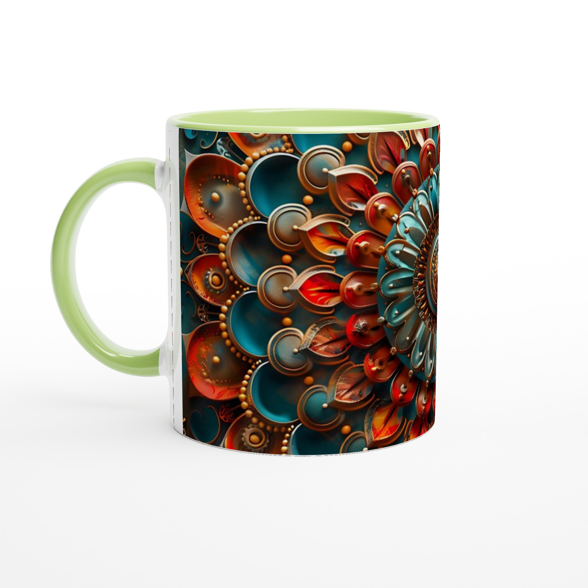 Abstrakt Mandala 11oz Keramikmugg – Teal, Roströd & Guld design i valfri färg 7 c078570c-a404-4929-aa32-fc2b771a9052