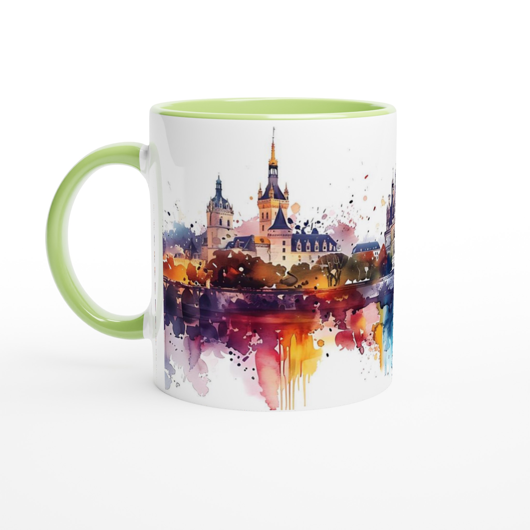 Slott i Akvarell: 11oz Keramikmugg – Konstnärligt Tryck & Diskmaskinssäker – Välj bland 7 Färger 7 c099ea95-f0fc-4eba-bf7a-9a3f0eb1fbf1