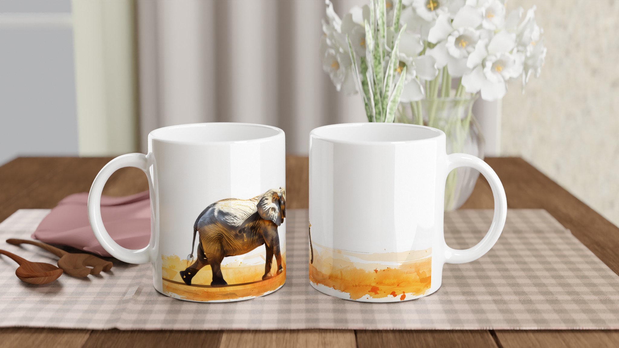 Mugg "Safari Elegans": Akvarellinspirerad Elefant i Livfull Orange – 11 oz Keramikmugg 10 c0a41fc8-c4ab-4d84-a699-0fac25697a54