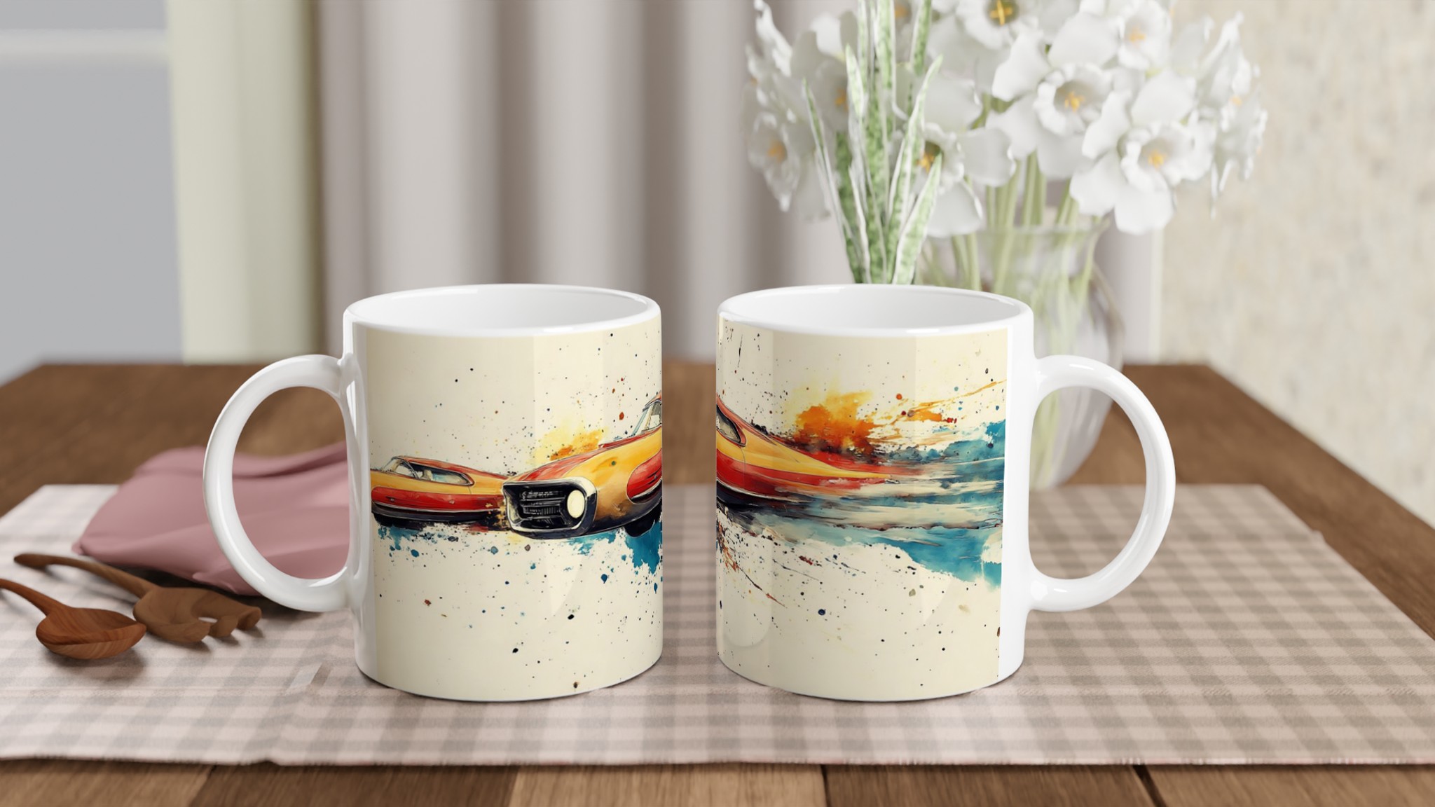 Retro Racing Art Mugg – 11 oz Keramikmugg med Dynamiskt Bildtryck i Flera Färger 10 c0bc6076-3728-4ca6-8be2-609dc5f69202