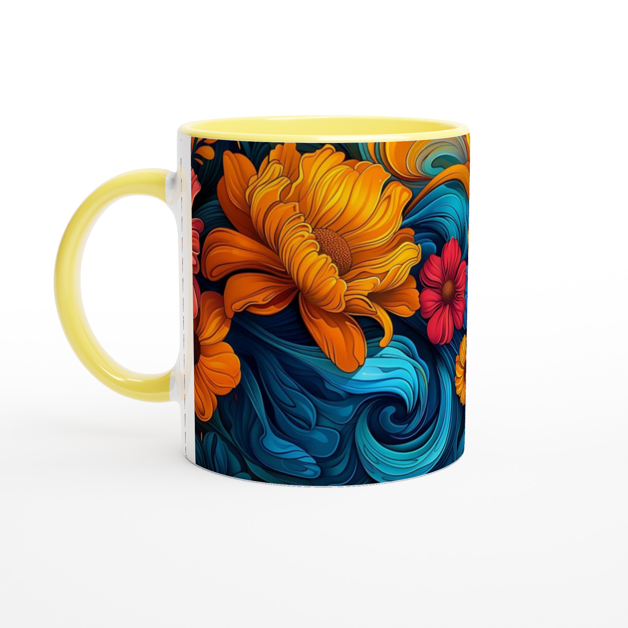 Färgglad Blommig Keramisk Mugg – 11 oz Vit Mugg för Livliga Dryckesstunder 3 c0bc9540-ba3e-4462-ae43-50786b22a74d