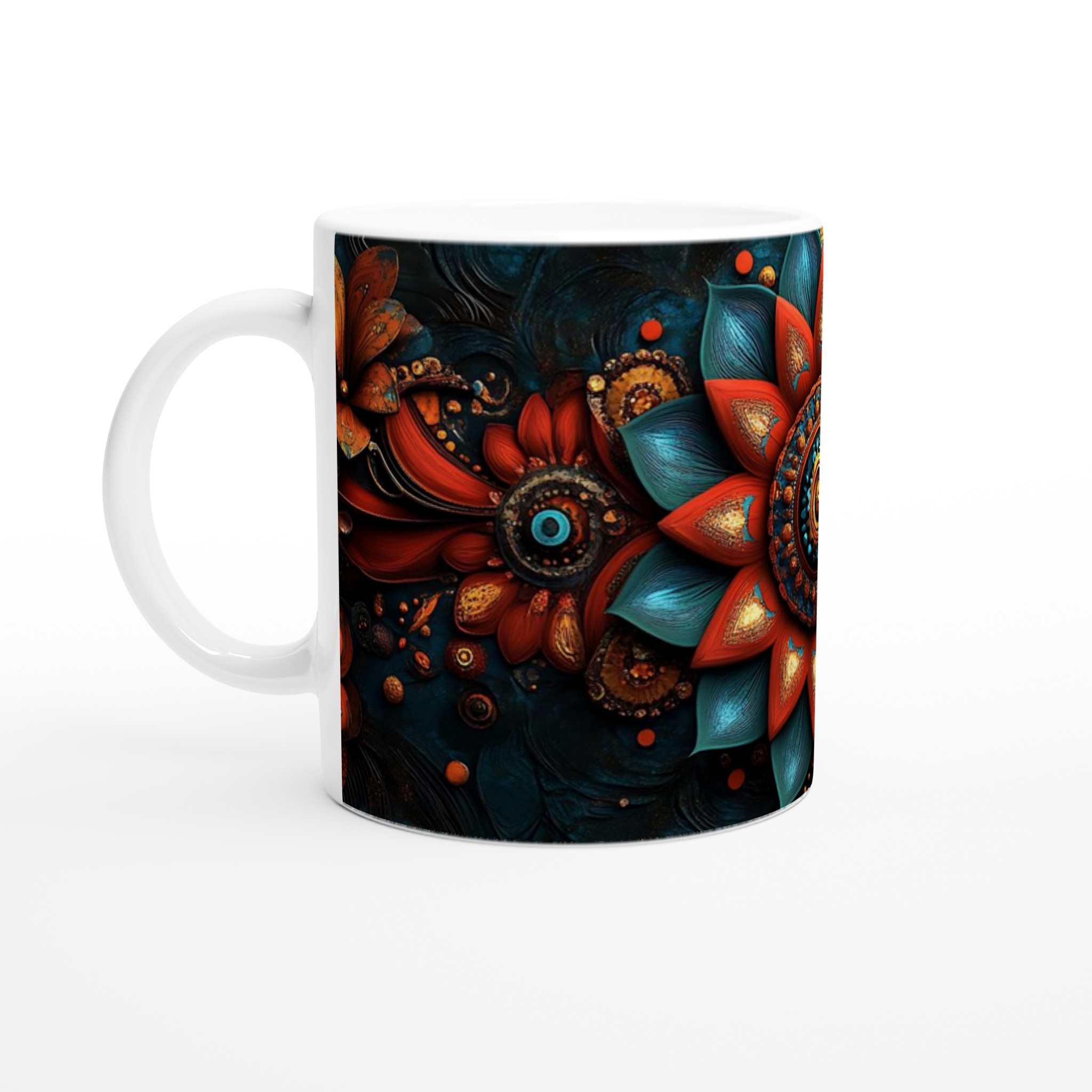 Abstrakt Mandala Keramikmugg - Livfulla Turkosa och Kopparröda Toner i 11 oz 1 c0cdbbe3-cf58-4422-986b-d40b7da6c31d