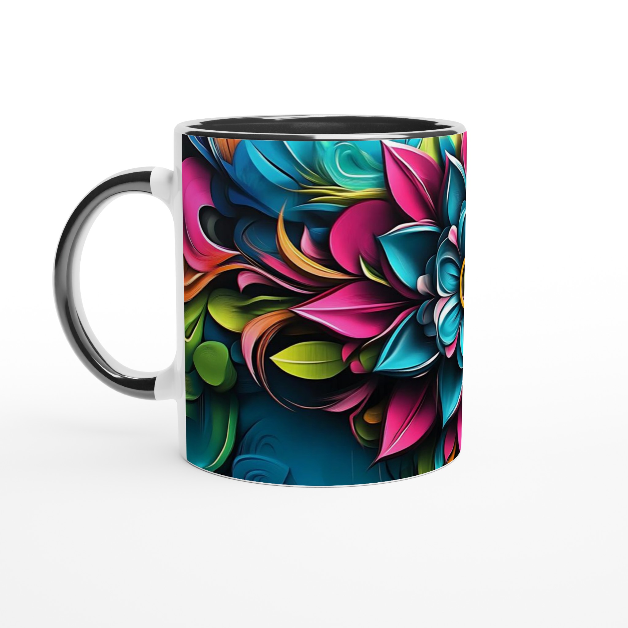 Abstrakt Mandala Blommig 11oz Keramisk Mugg – Färgglad Psykedelisk Konst för Ditt Fika 4 c1197490-464a-495b-8fb3-a158f58f730e