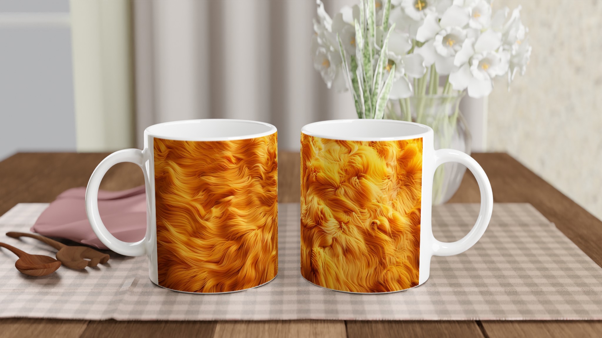 Vit 11oz Keramisk Mugg med Livfullt Flytande Orange Mönster – Välj Din Favoritfärg 10 c151a3c1-0396-43b0-8b86-c0835c587370