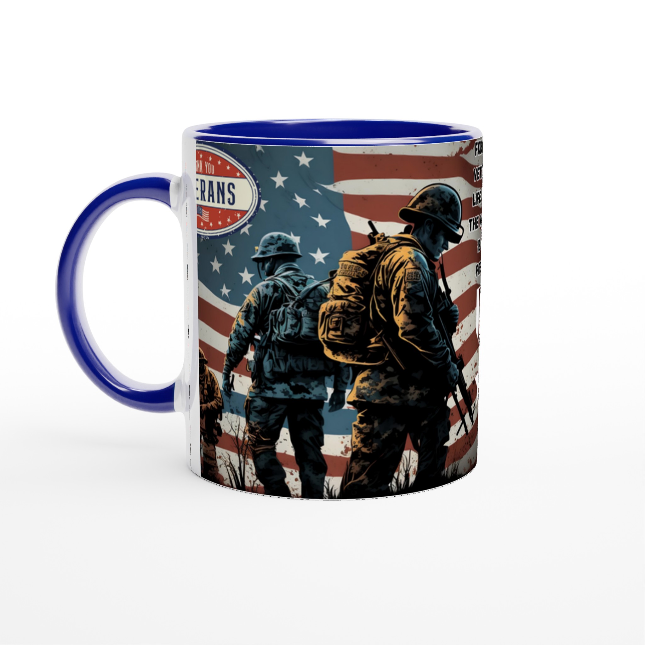 Vit 11oz keramisk mugg med patriotiskt veteranmotiv i flera färgval 2 c1602852-67fc-4ed7-b687-f41f69926388