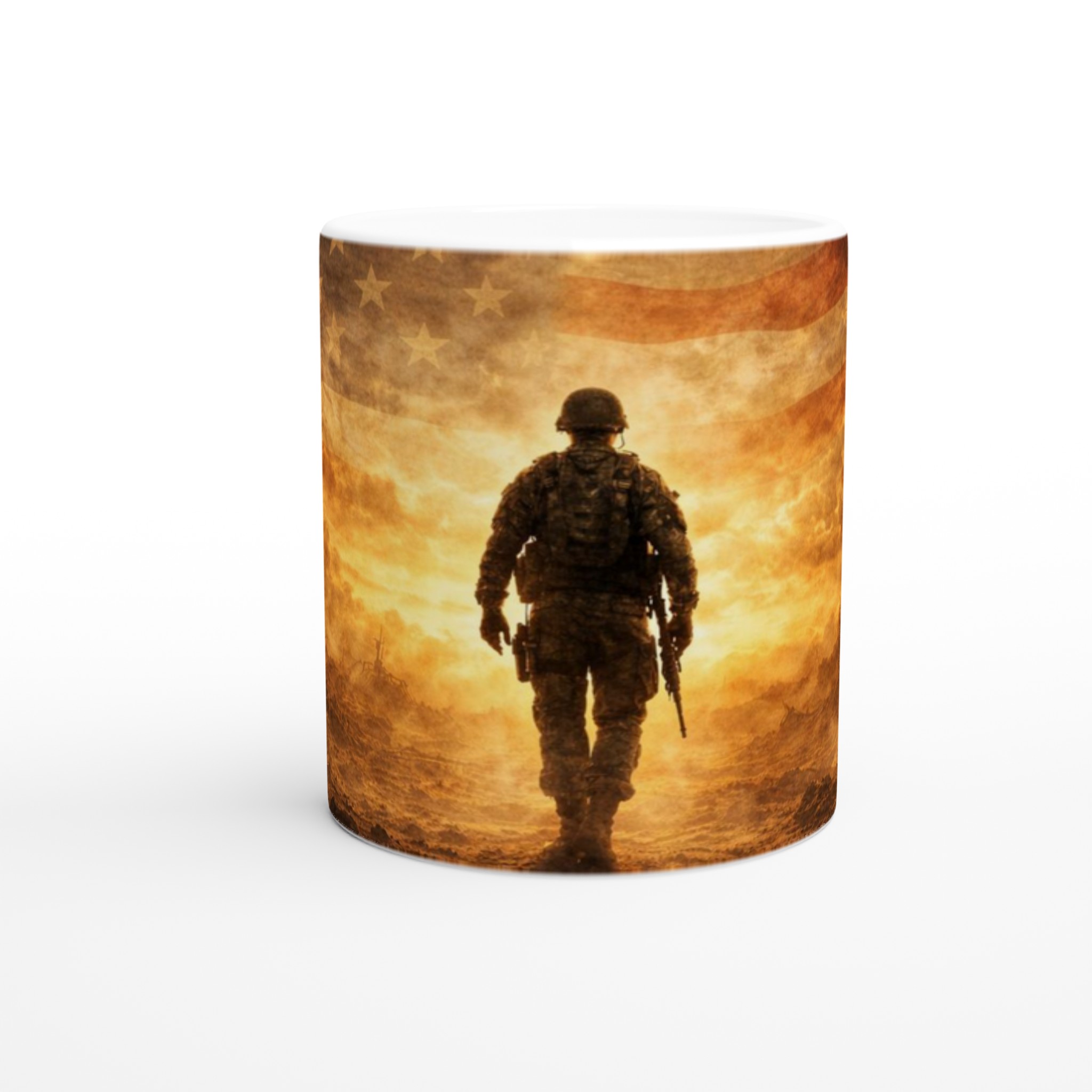 Vit 11oz keramisk mugg med patriotiskt amerikanskt soldatmotiv i flera färgalternativ 8 c170eed1-e4eb-48c1-a1ba-e0c9be267b06