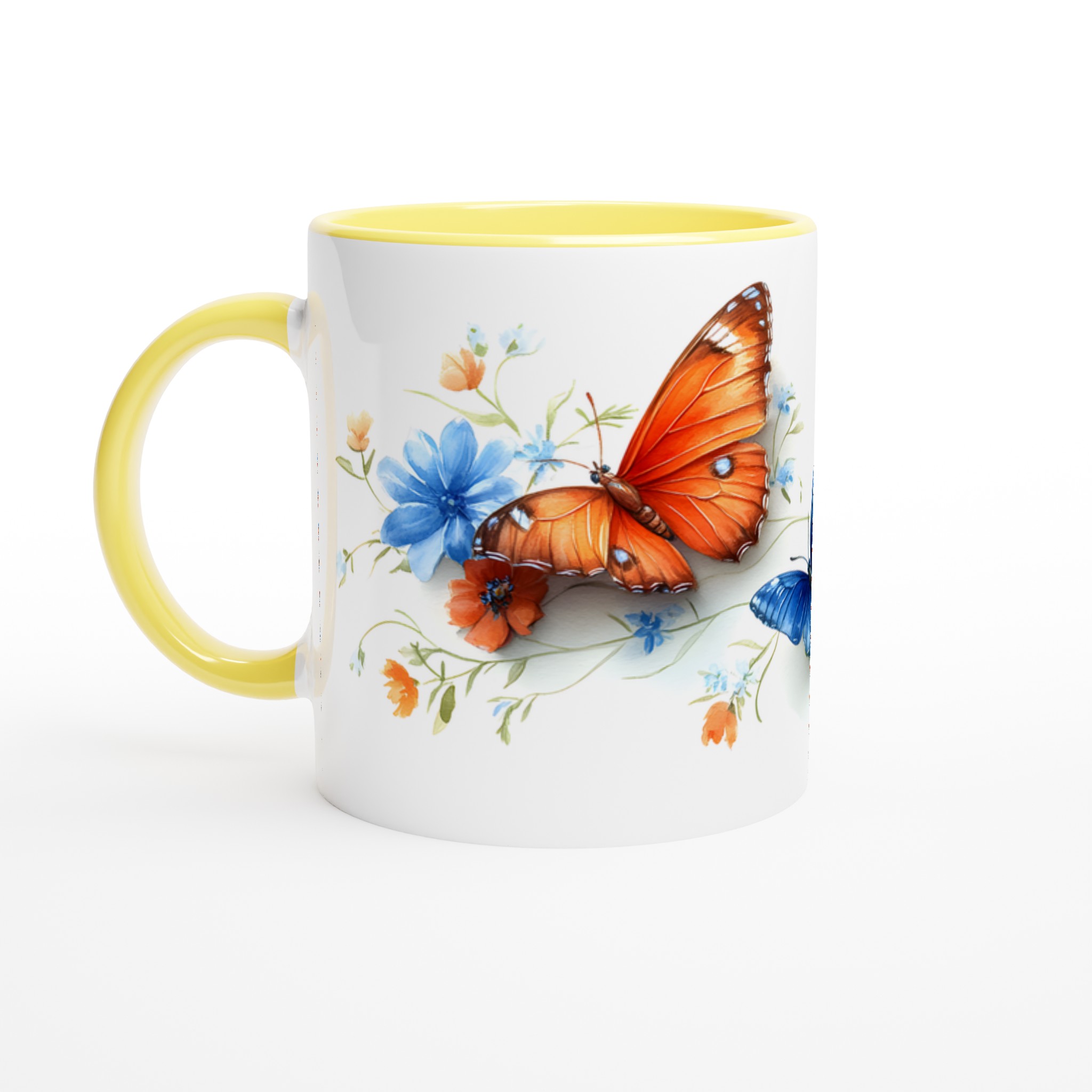 Fjärilsdröm Keramisk Mugg - Akvarellblommor & Fjärilar i Klara Färger, Välj bland Flera Livfulla Nyanser 3 c17d2175-dc60-48b0-9ebc-328f7036fbaa