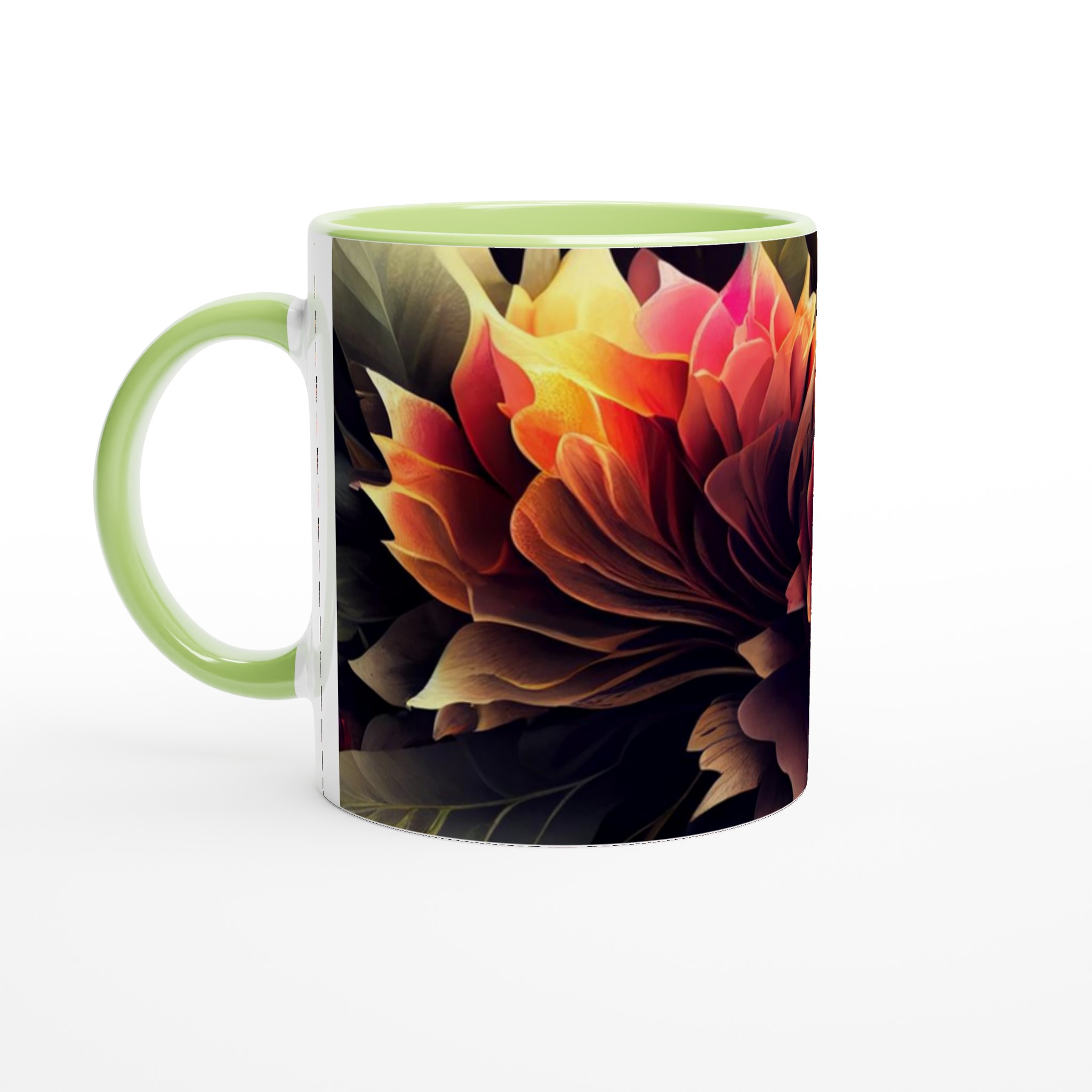 Vit 11oz keramisk mugg med blomstrande konst – välj din favoritfärg 7 c1bb3274-90f1-492b-a293-0552fdf41ceb