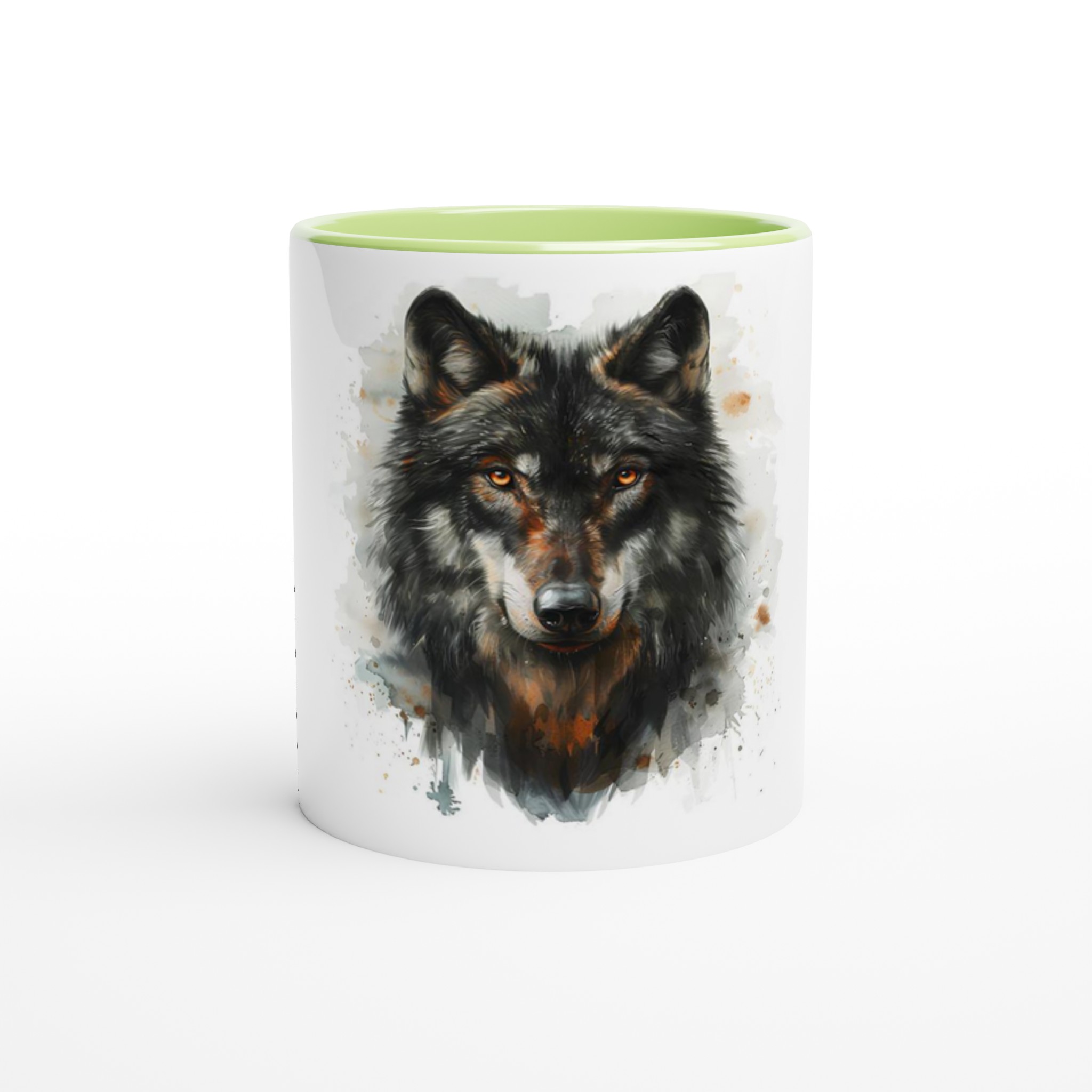 Mystisk Varg Akvarell Mugg – 11oz Keramikmugg med Färgad Insida, Perfekt för Vildmarksälskaren 4 c1d42241-7a3f-41b6-88d8-650a50a69493